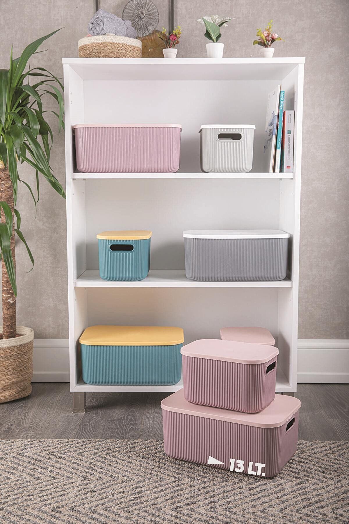 Bayev-2 Pieces Storage 13 Lt Purple Multi-Purpose Closet Organizer Box with Lid Decorative Box 5