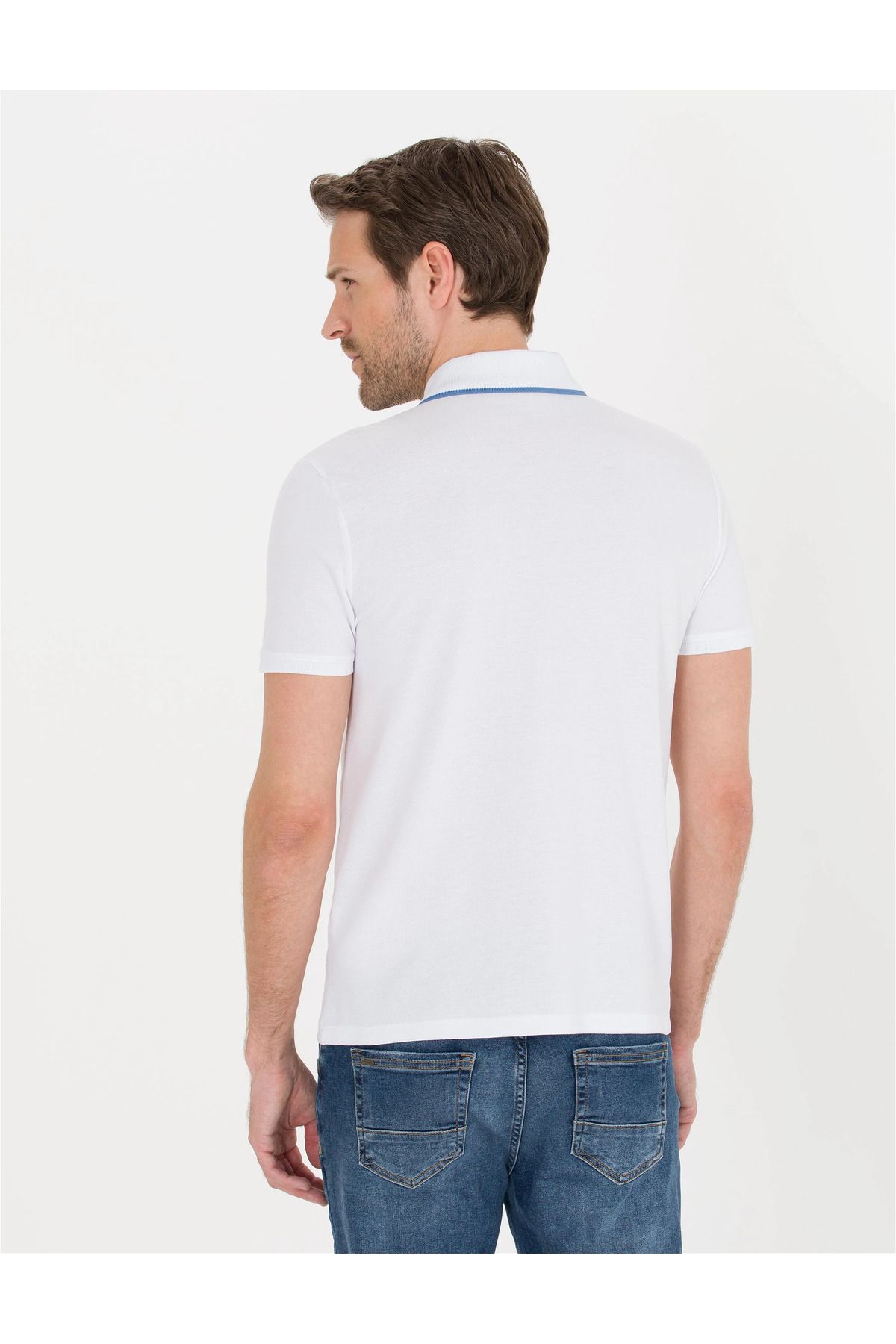 Pierre Cardin تی شرت مردانه یقه پولو چاپ اسلیم فیت سفید