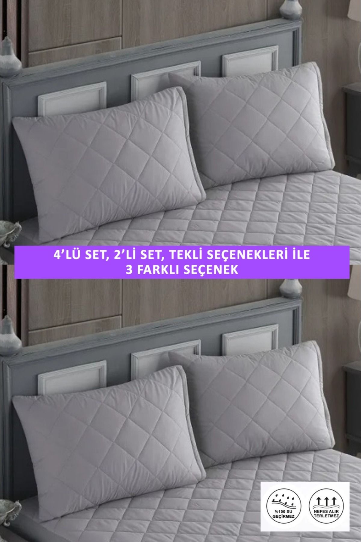 sevilya 2 Pieces 100 Cotton Quilted Zippered Liquid Proof