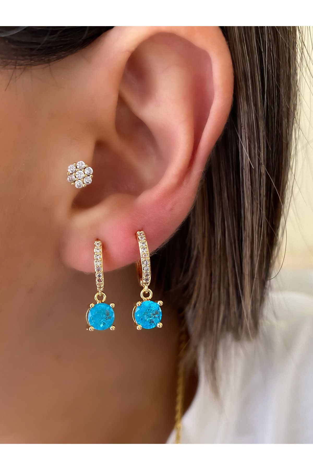 Blue and outlet gold earrings