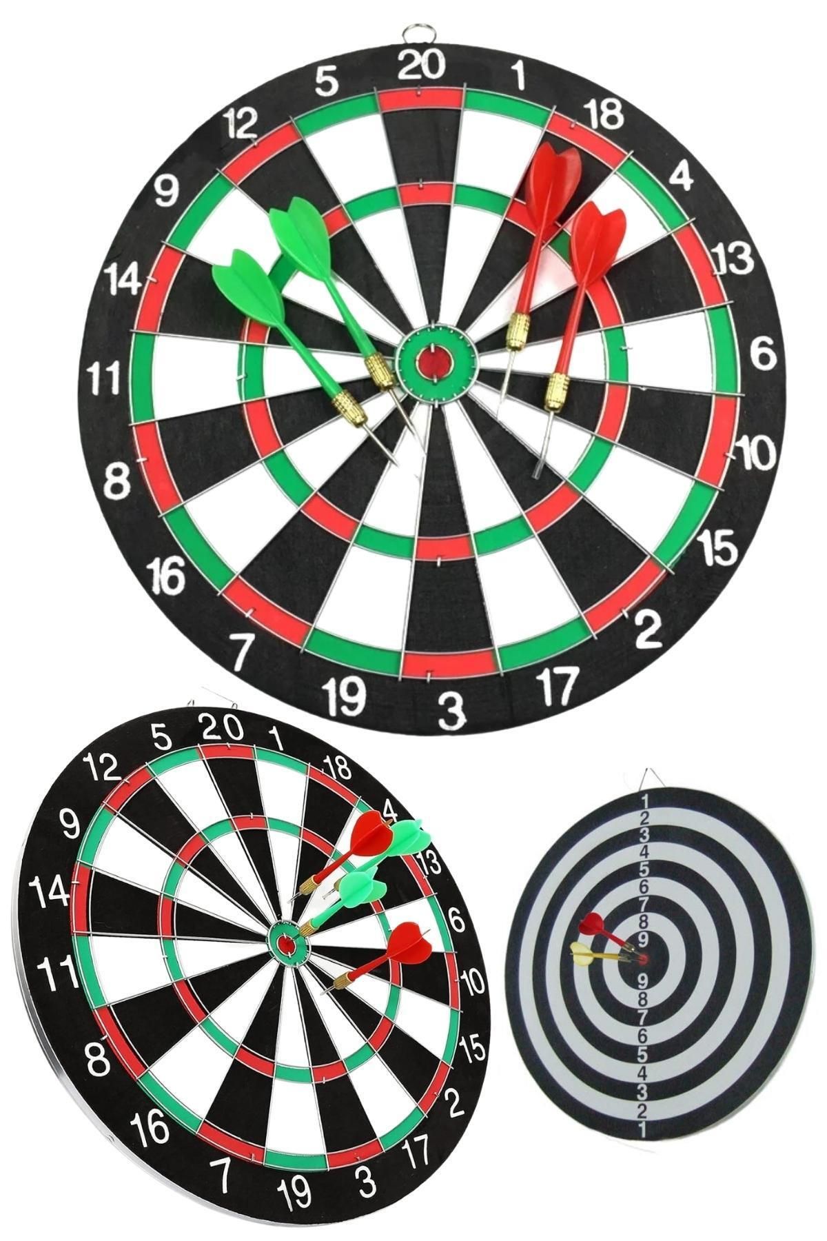 Dünyadan Hediyeler Çift Taraflı Dart Tahtası ve 4 Adet Metal Uçlu Ok 30cm Bullseye