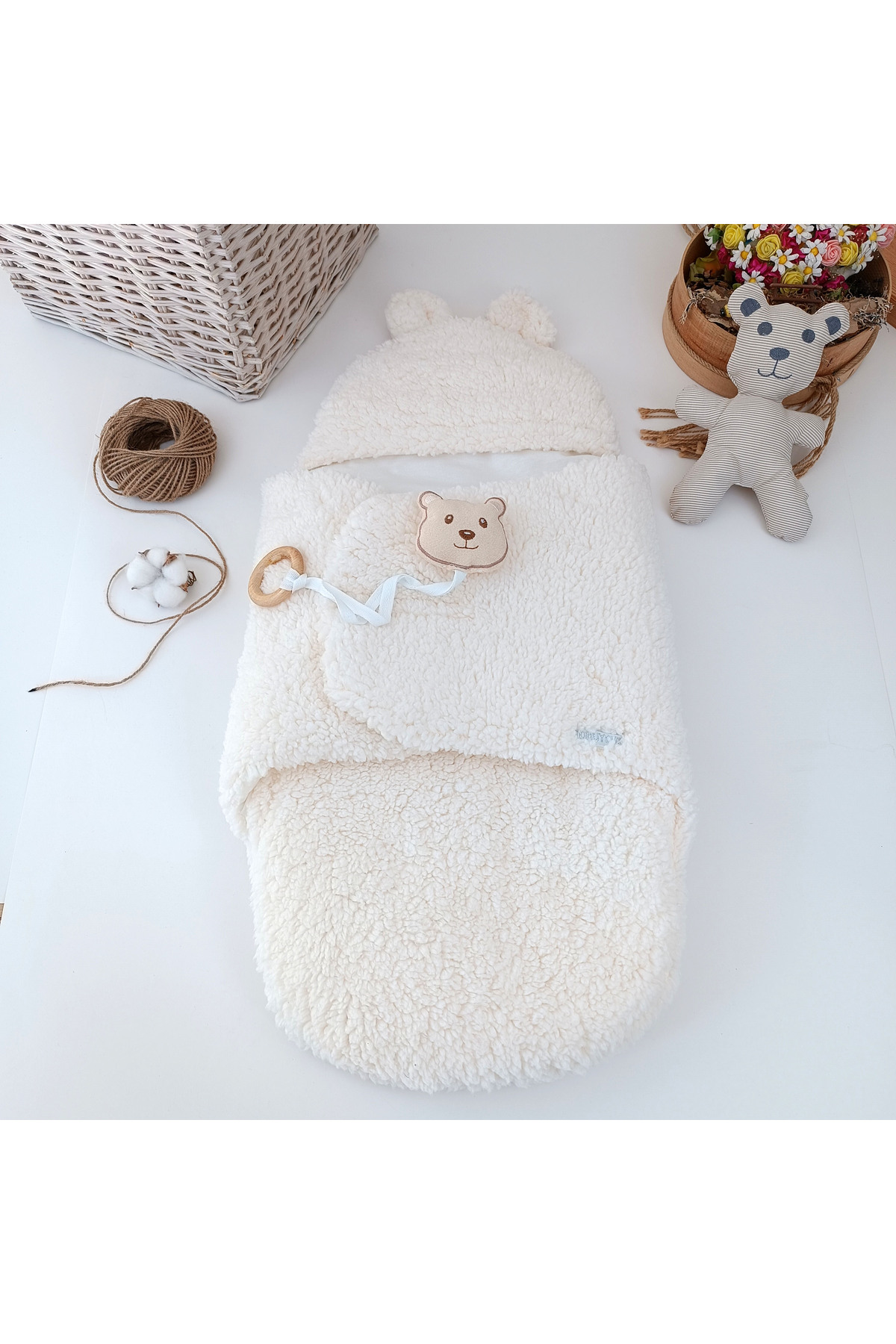 Tomuycuk Soft Joy Plush Baby Swaddle, Hospital Release Sleeping Bag