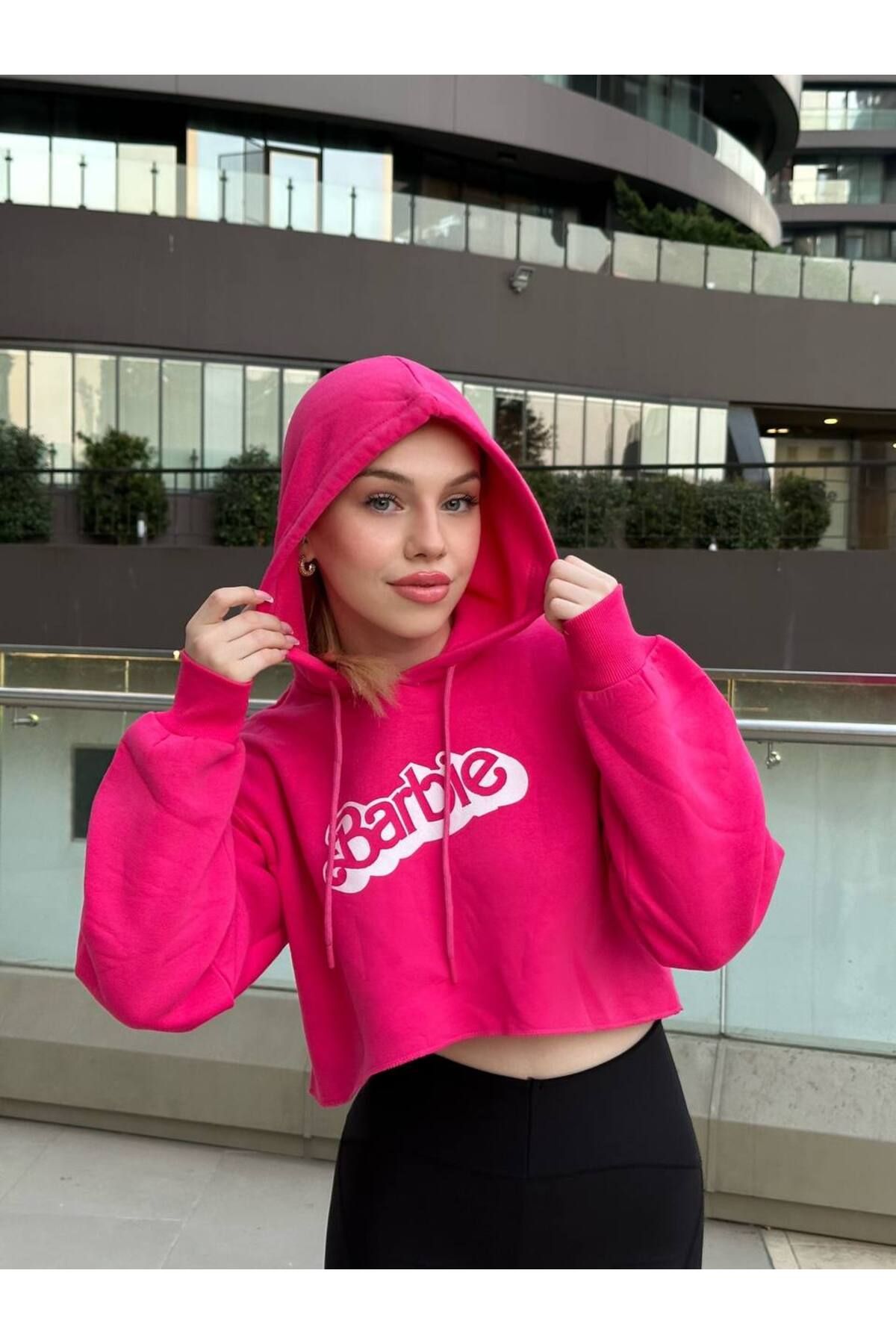 Barbie crop sales top hoodie