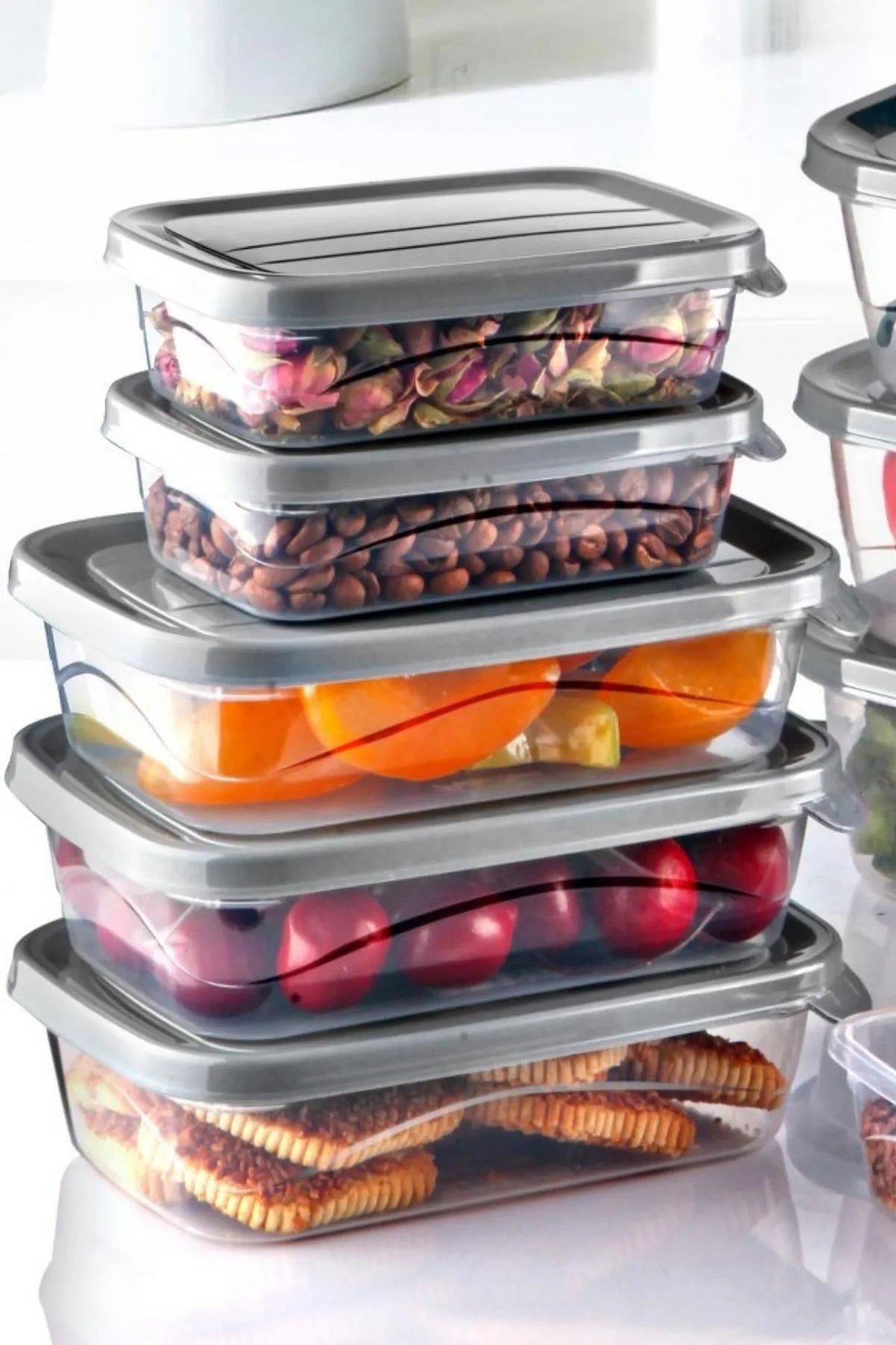 Open Home Concept-Set of 12 Rectangular Microwave & Freezer Compatible Poly Storage Container X3 0.3lt/0.6lt/1.1lt/2lt 2