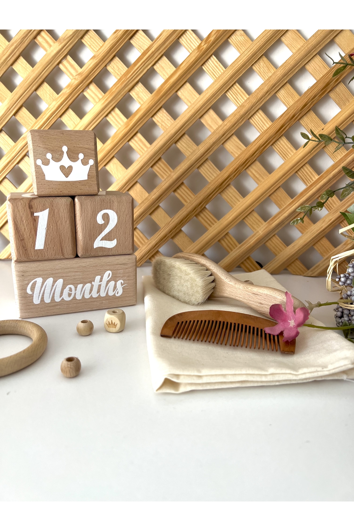 Anne ve Bebek anı küpü 3lü set İNGİLİZCE BEYAZ