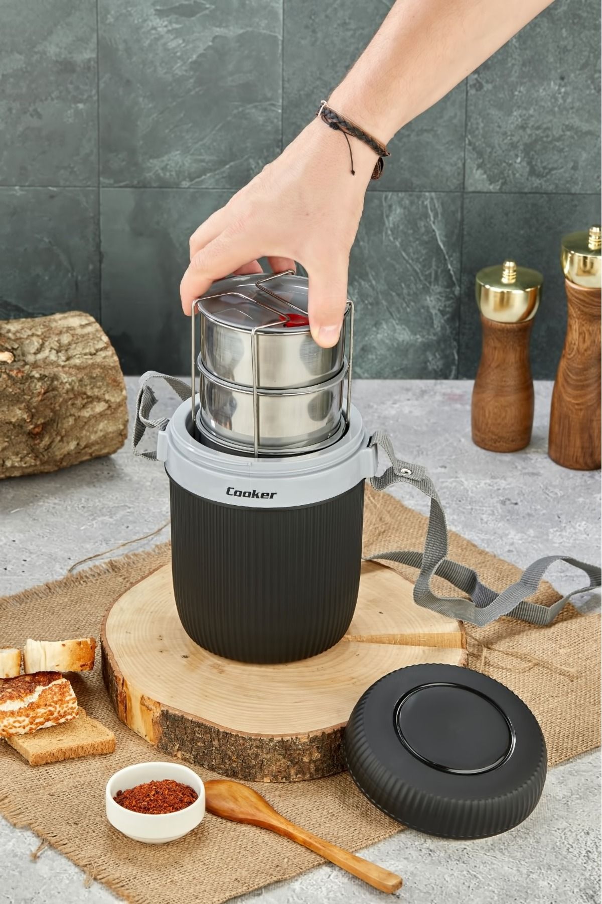 Cooker Lux 1 2 Litre Celik Hazneli 3 lu Yemek Termosu Fiyat Yorumlar Trendyol