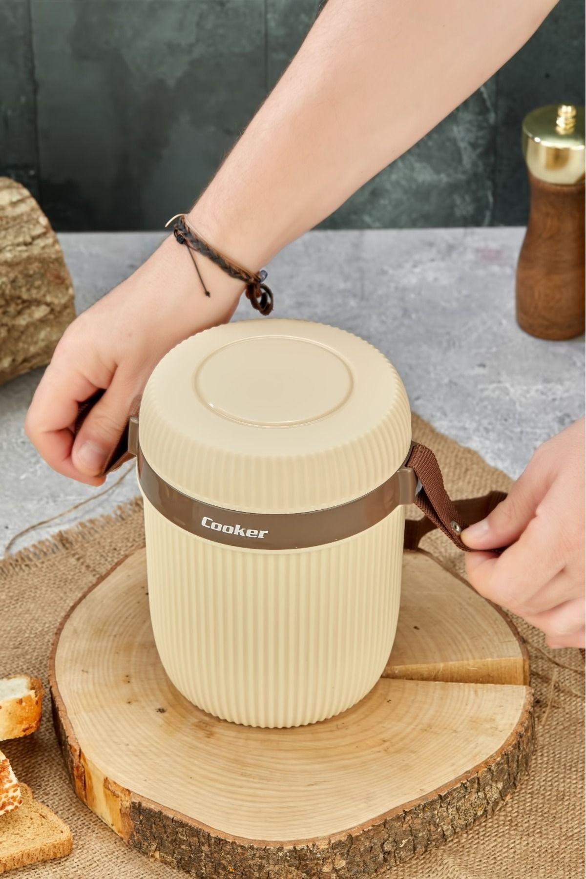 فلاسک نود لوکس 1،2 لیتری فولادی Haznet 3 Dinner Termo Cooker
