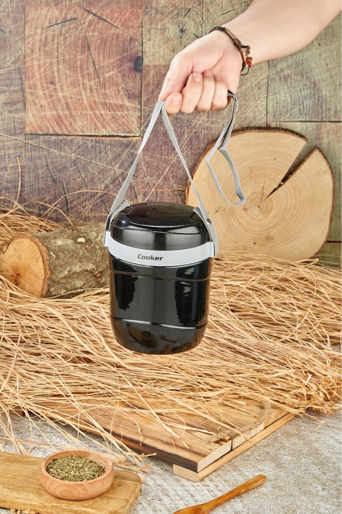فلاسک مشکی لوکس 1،2 لیتری فولادی Haznet 3 Dinner Termo Cooker