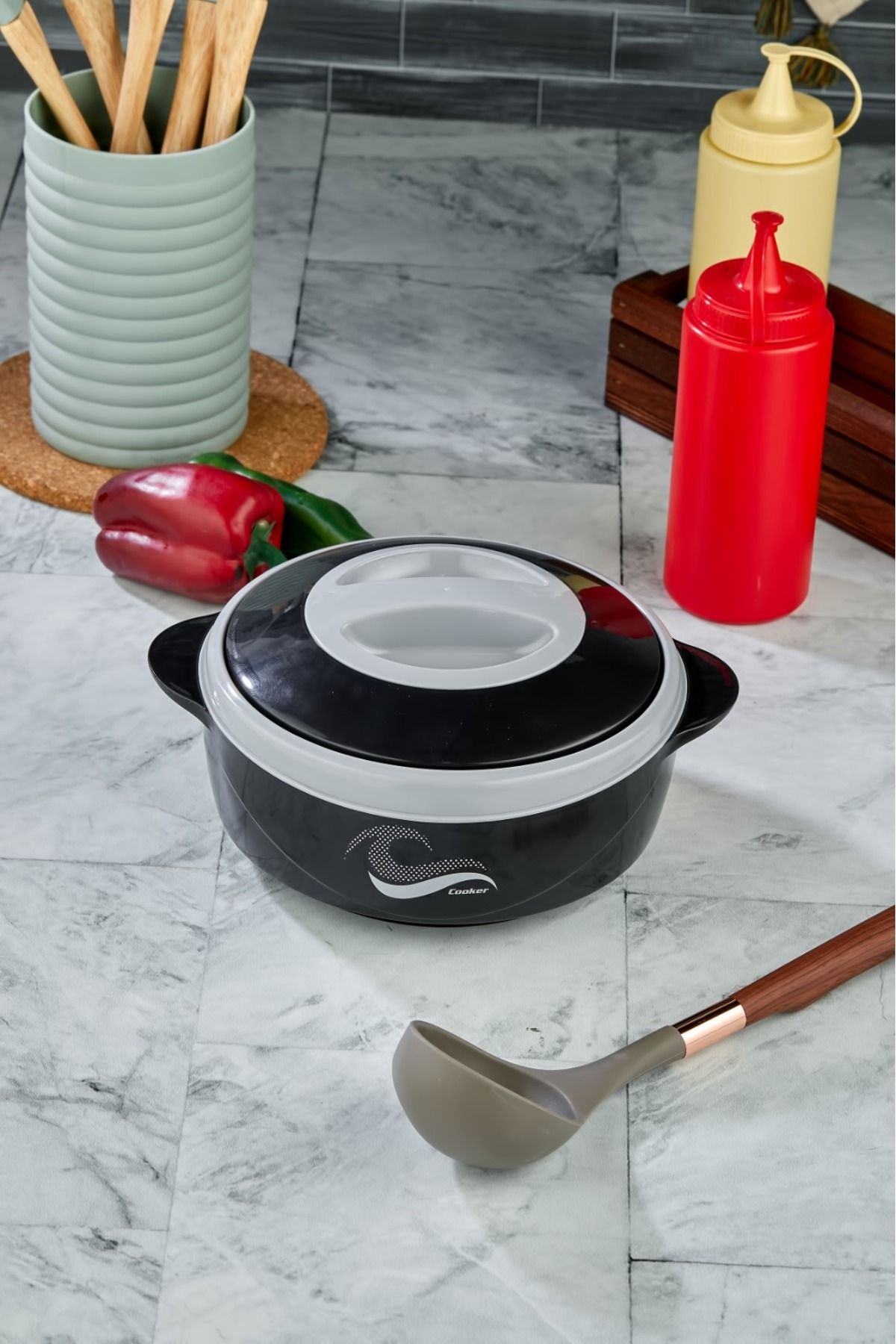 فلاسک مشکی لوکس 1 ، 5 لیتری بزرگ دوم فروش Poak Eat Termo Cooker