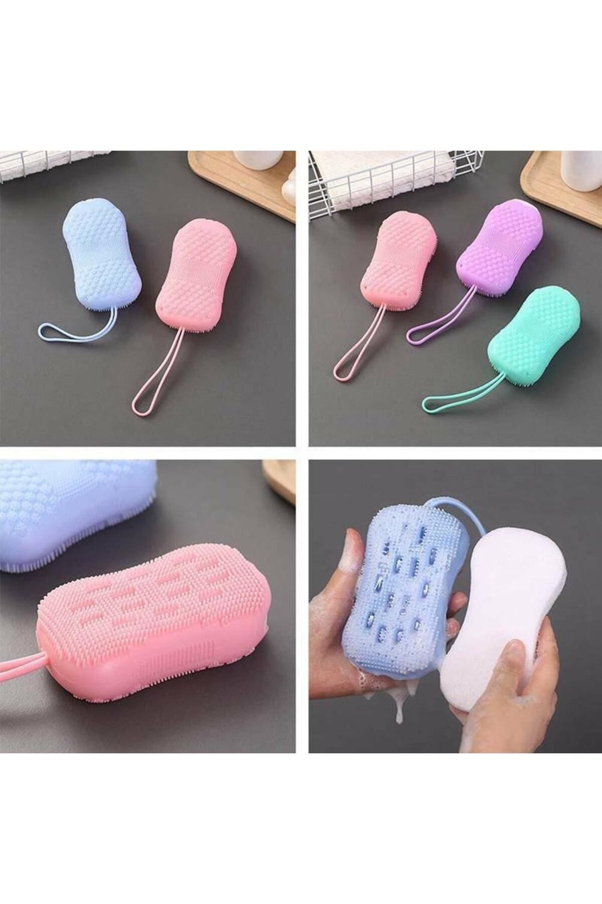 Bunyon-Double Sided Sponge Foaming Silicone Back Body Scrub Brush Bath Shower Loofah Bath Scrub 8