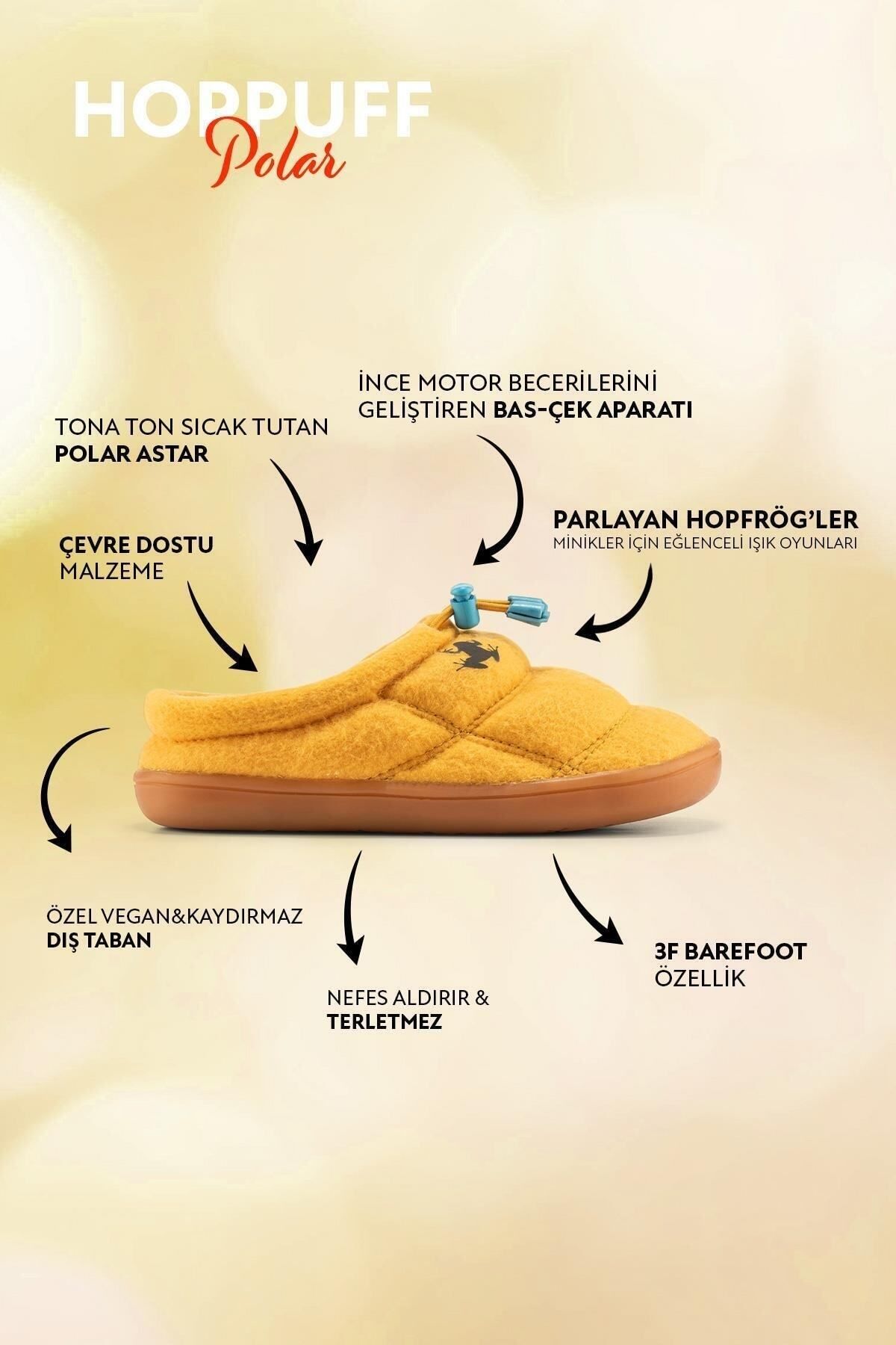 HOPFRÖG-Pantofi pentru copii Hoppuff Fleece Yellow Barefoot 7