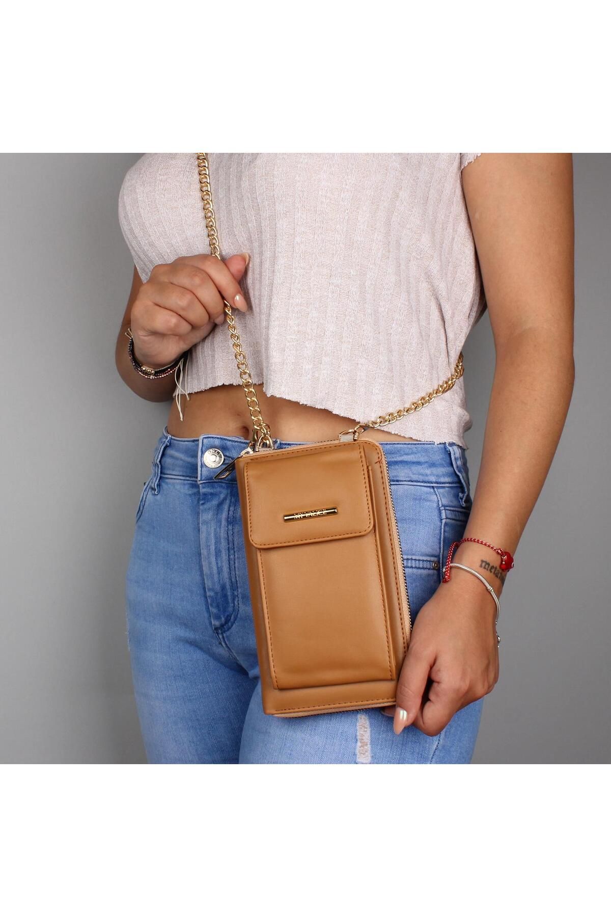 My Valice-My Valice Leather Crossbody Wallet and Card Holder Compartment Phone Bag 1617 Tan 1