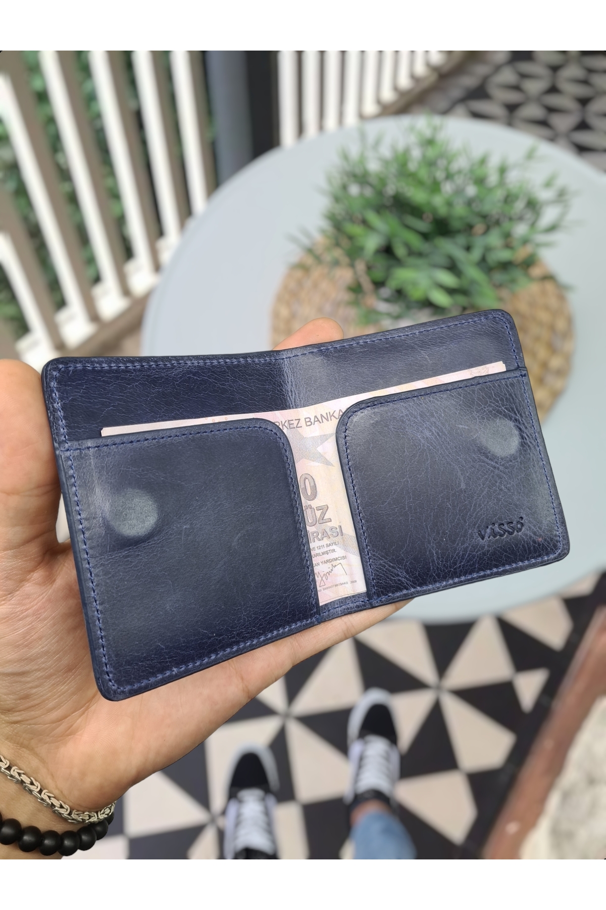 کیف پول مردانه آبی سرمه ای Visso leather | 657 اورجینال - تصویر 6