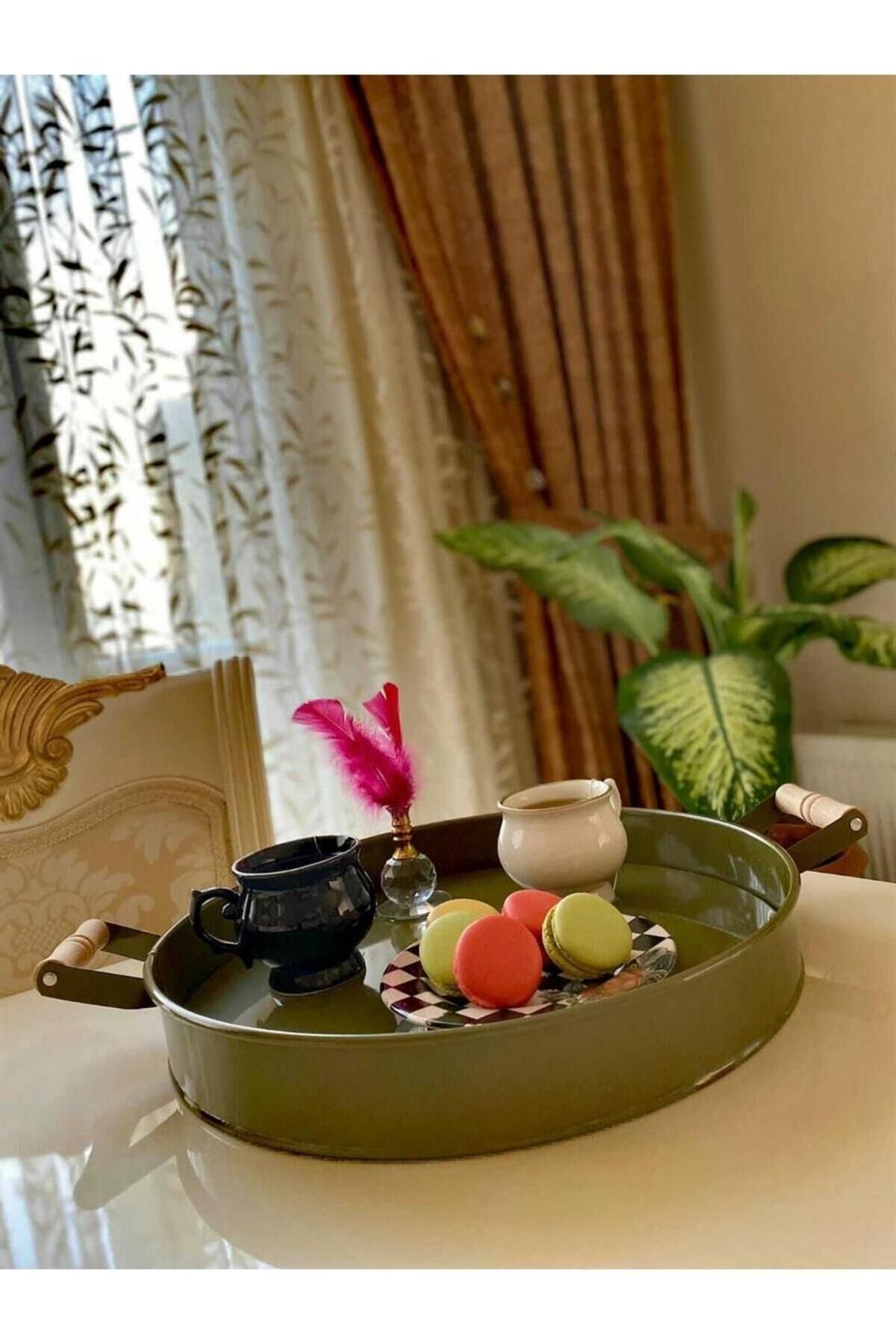 Green wooden tray store
