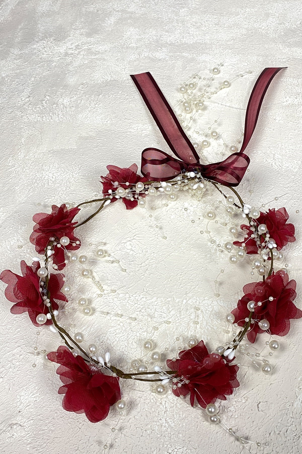 Hobigram-Custom Design Bridesmaid Tiara with Burgundy Laser Flowers for the Most Beautiful Brides – Crown, Crystal Stone, Stylish Model – t 3