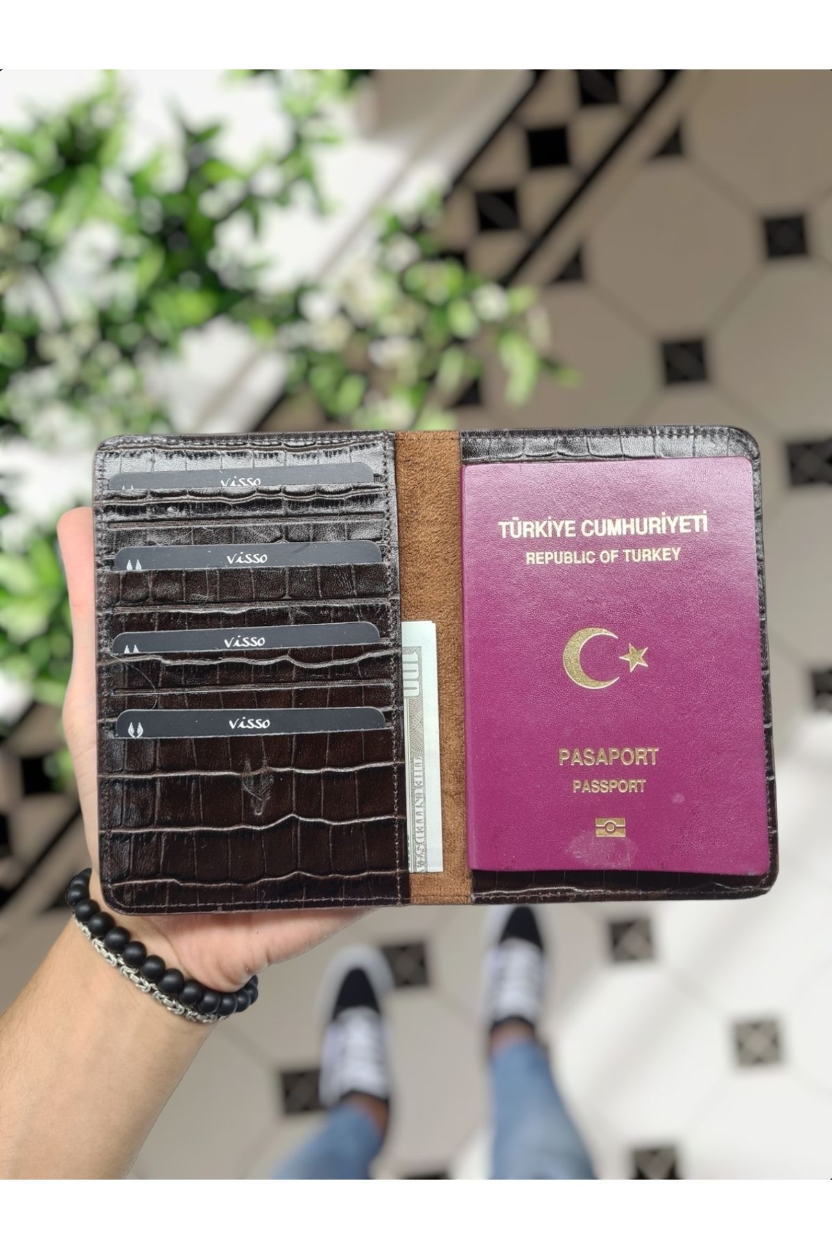 کیف پول مردانه و زنانه 911 TEMPTION LEALINE TEMPTIVE PASSPORTS REAL PASSPORT CASE CHEAKE BEATHER VİSSO