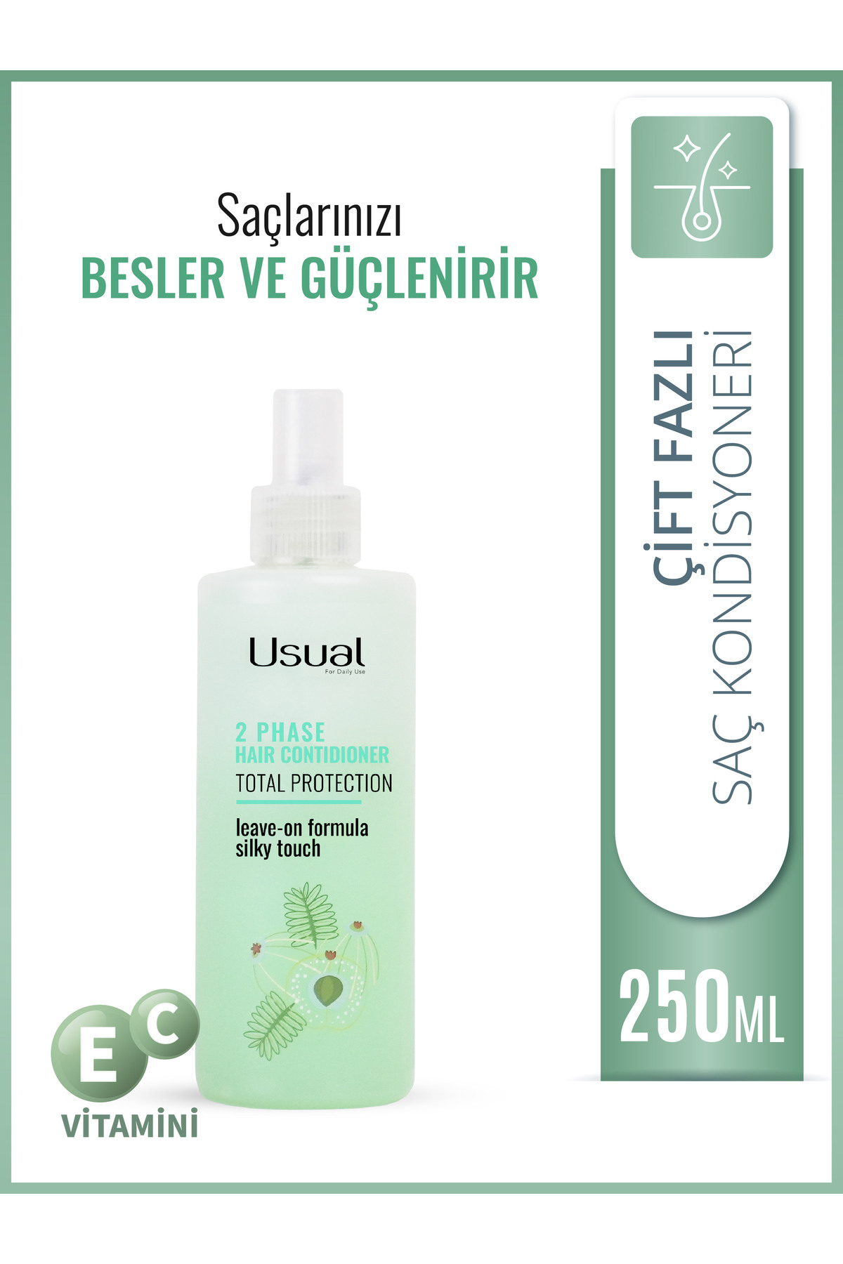 Usual Çift Fazlı Saç Açıcı Fön Suyu - Amla Yağı ile Uzatıcı ve Nemlendirici Etkili Saç Açıcı Sprey