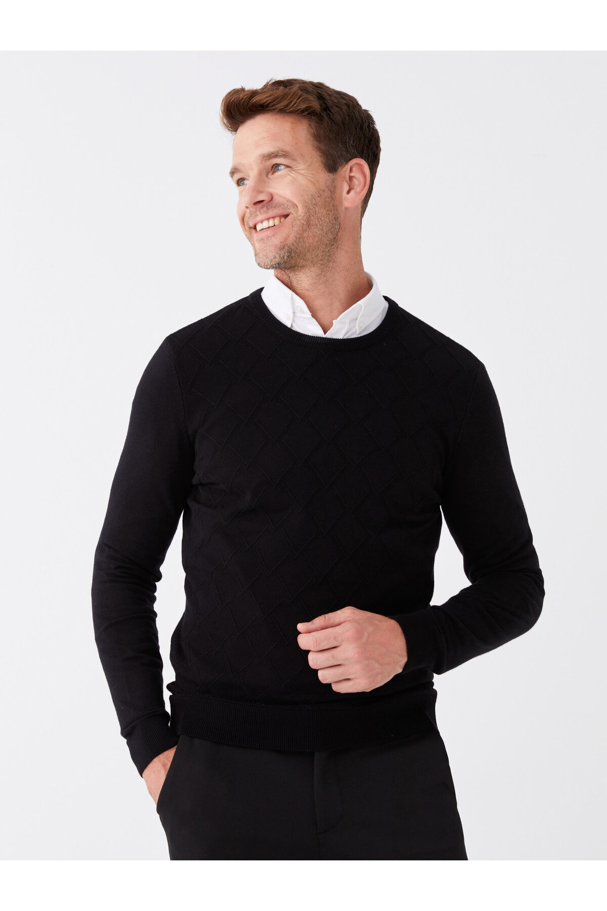 ال سی وایکیکی ژاکت بافتنی مردانه آستین بلند یقه گرد