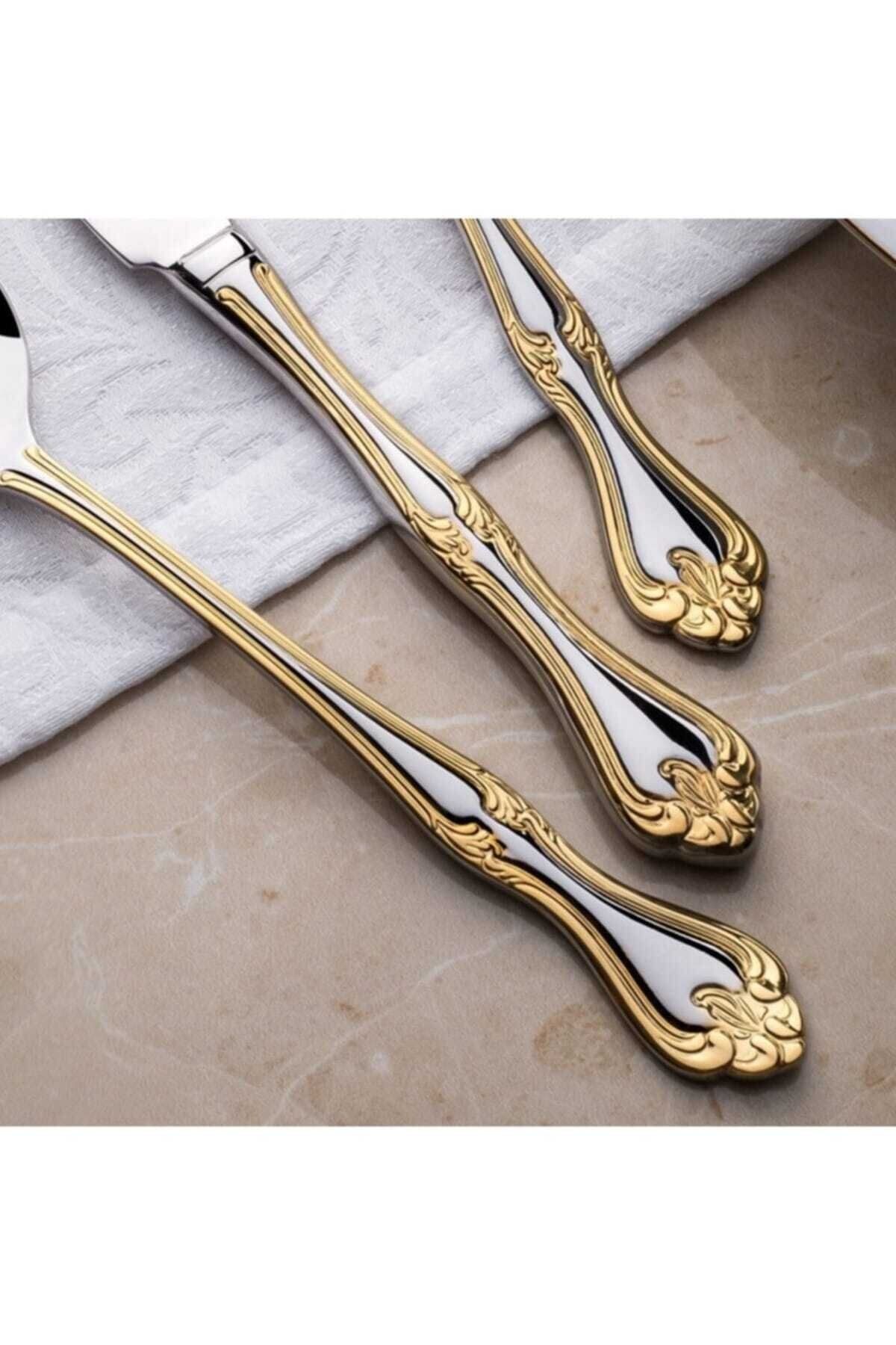 Nehir-LALEZAR GOLD SIMPLE 30 PIECES FORK AND SPOON SET 2