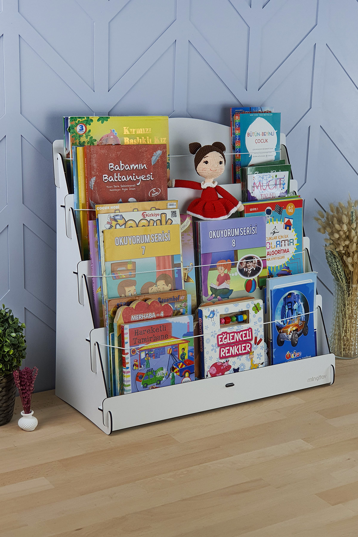 Mingitav Lucky Montessori Ahşap Çocuk Odası 4 Raflı Kitaplık fotoğrafı 2 (önizleme)