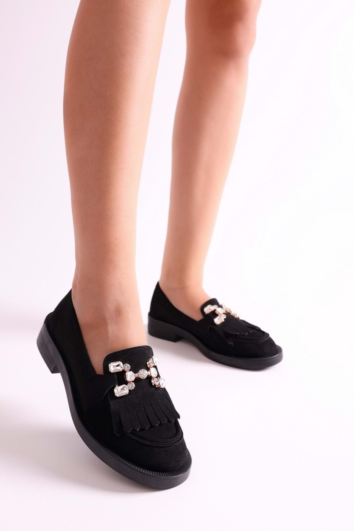 Shoeberry-Női Maeve fekete velúr Stone Loafer fekete velúr 4