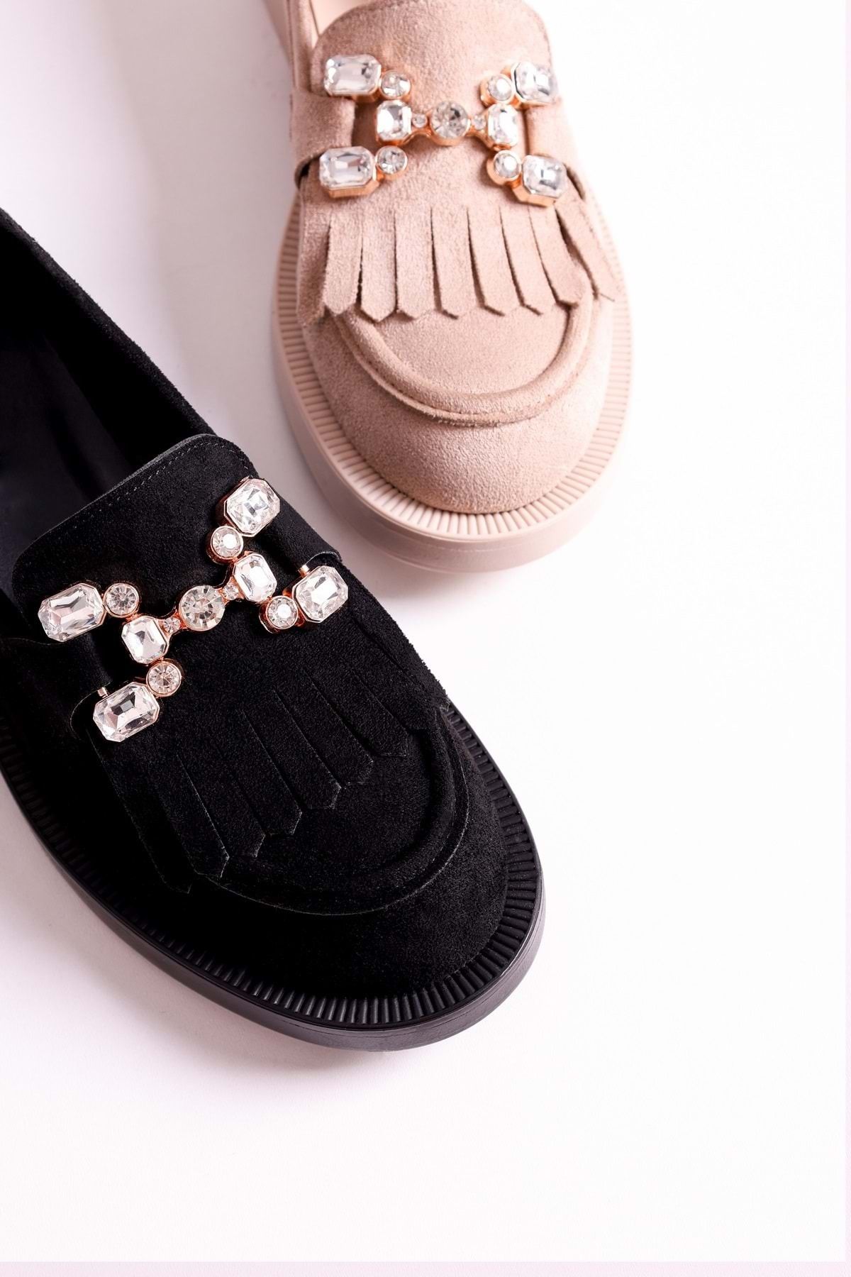 Shoeberry-Női Maeve fekete velúr Stone Loafer fekete velúr 5