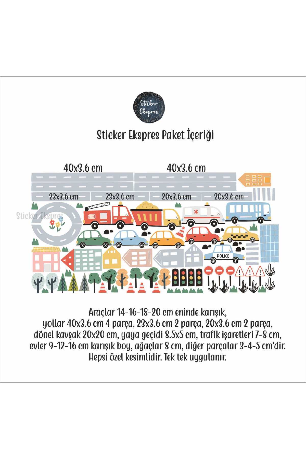 Sticker Ekspres Yollar Araçlar Ve Trafik Çocuk Odası Duvar Sticker Seti fotoğrafı 3 (önizleme)