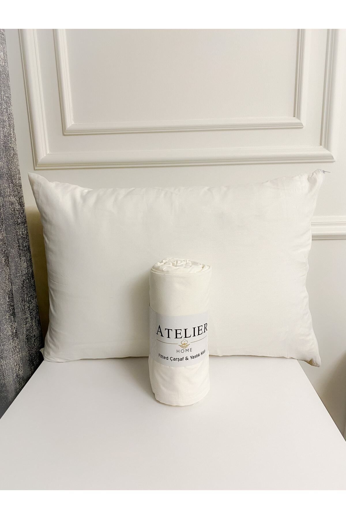 Atelier Home Double King Size White Ranforce Elastic Sheet and