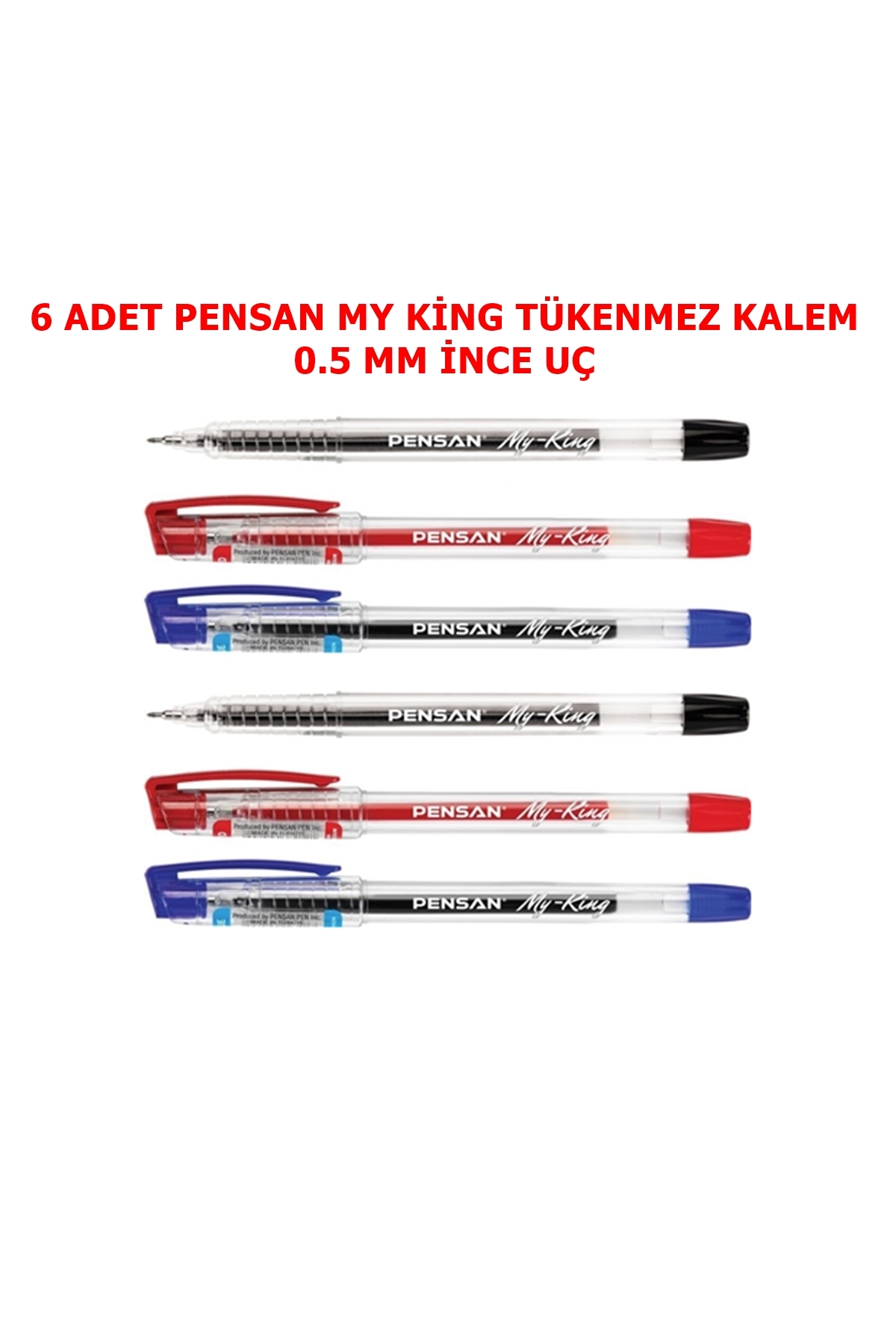 SEYFİKİRTASİYE My King Jel Kalem 6 ADET Mavi-kırmızı-siyah 2'ŞER