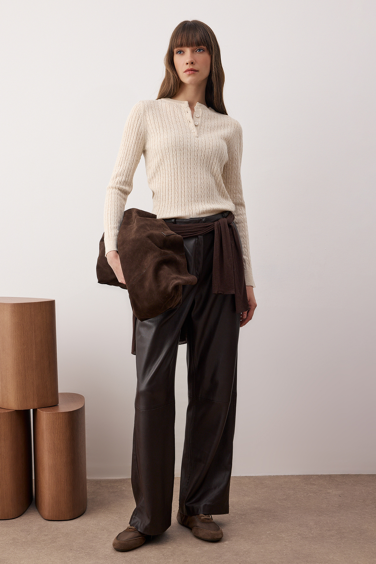 Trendyolmilla  Lacivert-Taş Bisiklet Yaka 2'li Triko Kazak TWOAW26KZ00187 - Görsel 6