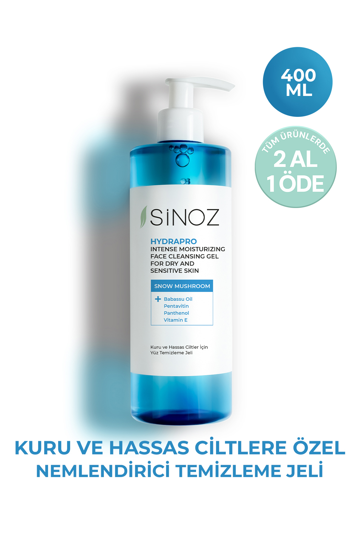 SİNOZ Hydrapro Kuru Ve Hassas Ciltler Için Nemlendiricili Yüz Temizleme Jeli 400 ml