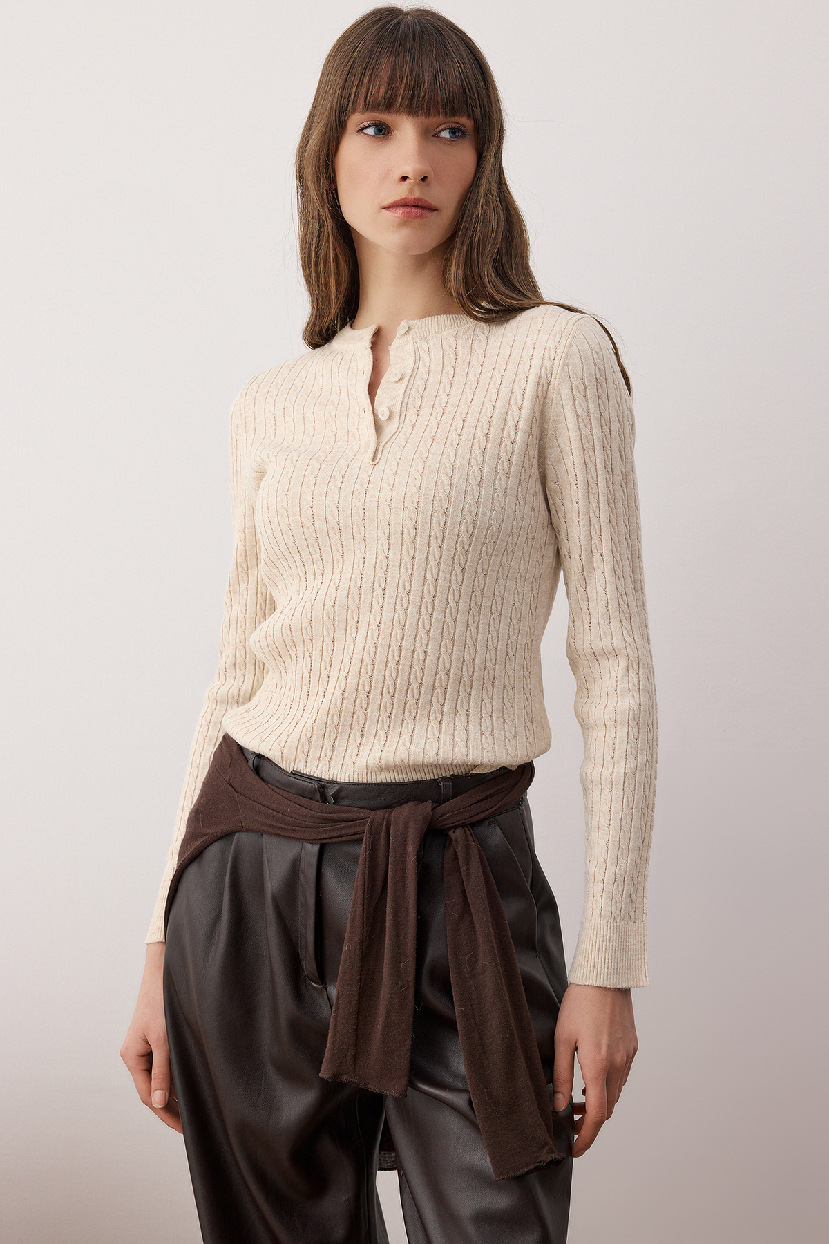 Trendyolmilla  Lacivert-Taş Bisiklet Yaka 2'li Triko Kazak TWOAW26KZ00187 - Görsel 7