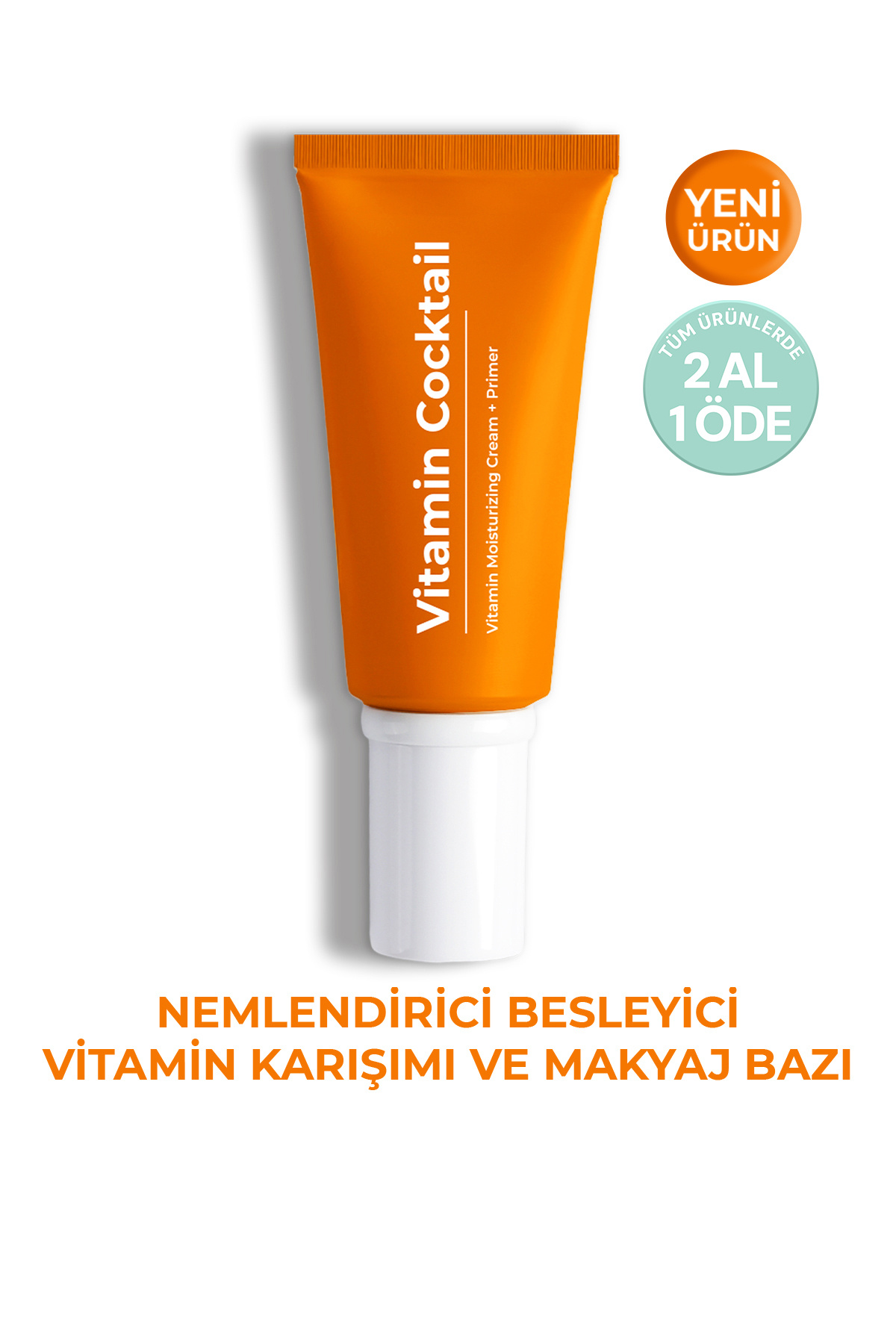SİNOZ Vitamin Kokteyl-Nemlendirici Besleyici Onarıcı Yüz Kremi (Vitamin C+ B3 +B5 +E) ve Makyaj Bazı 50Ml