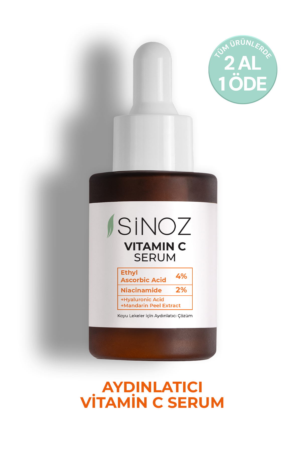 SİNOZ Ton Eşitleyici Aydınlatıcı Vitamin C %4 Niacinamide %2 Yüz Serumu 30 ml Tüm Ciltler Için