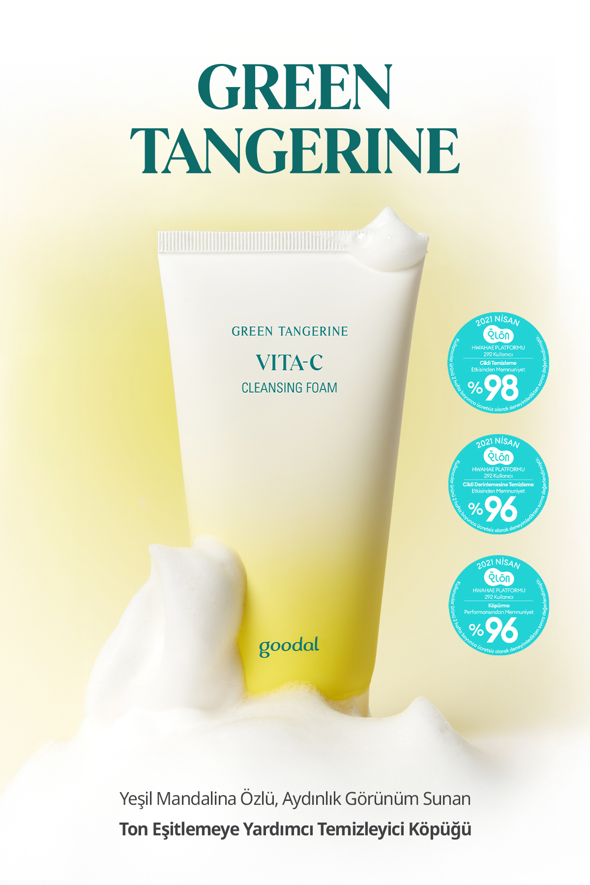 Goodal Cilde Aydınlık Görünüm Sunan Temizleme Köpüğü GOODAL Green Tangerine Vita C Cleansing Foam