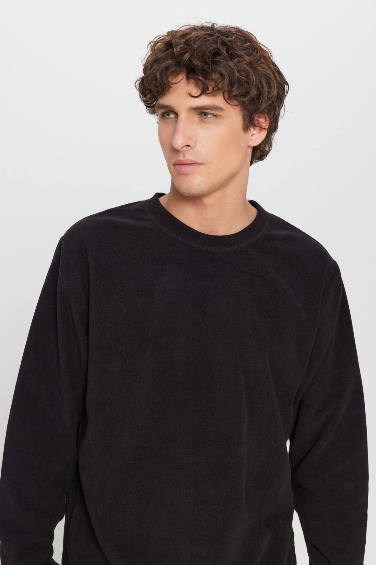 AC&Co / Altınyıldız Classics Erkek Siyah Polar Sweatshirt Standart