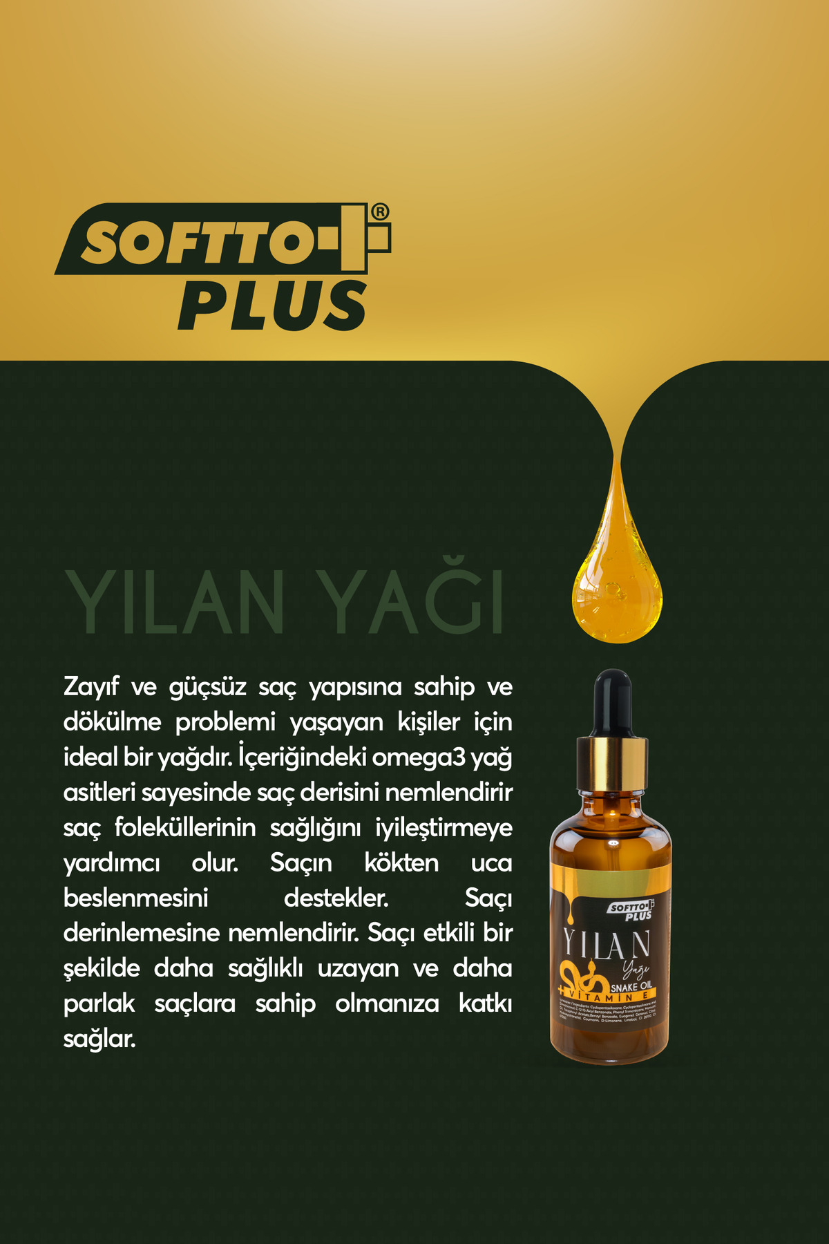 Yılan Yağı + E-vitamini Saç Bakım Yağı 50 Ml — ST01185 — تصویر 3 از 3
