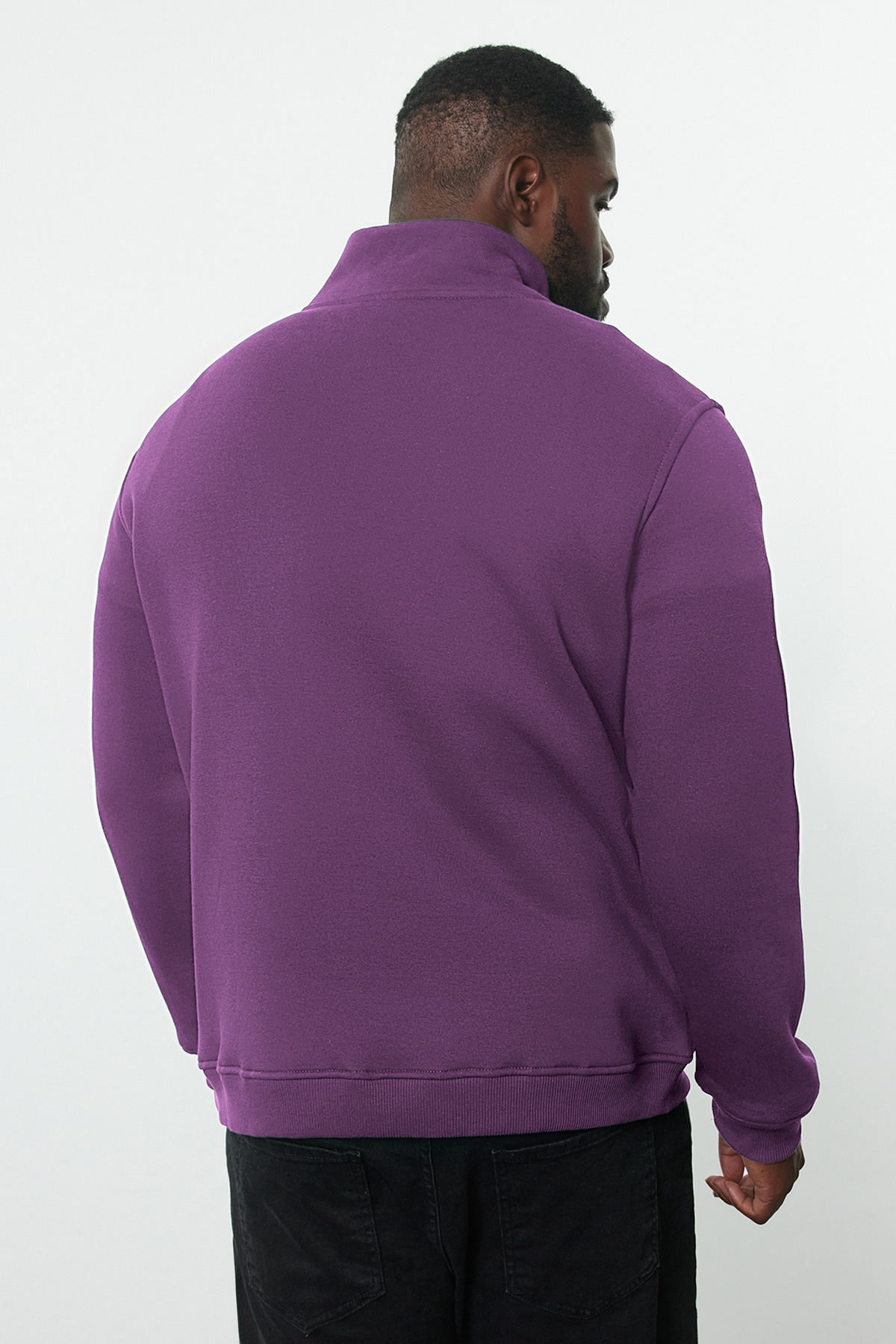  Trendyolmilla Man Mor Büyük Beden Oversize Dik Yaka Fermuarl? ?çi Polarl? Sweatshirt