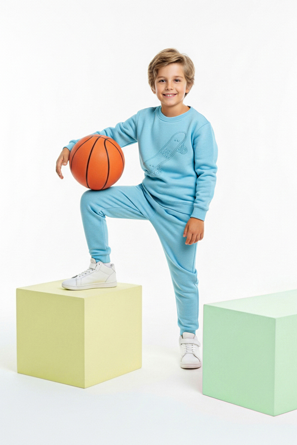Trendyolmilla Kids Mavi*008 Erkek Çocuk Pamuklu Baskılı Regular Örme Alt - Üst Takım TKDAW26AU00032