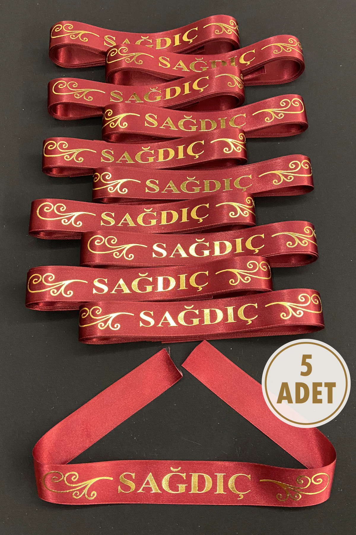 ZEYMERADE Bordo Sağdıç Kol Kurdele, 5 Adet Kolluk Bileklik Bant, Kına Gecesi Düğün Bride Bekarlığa Veda Söz