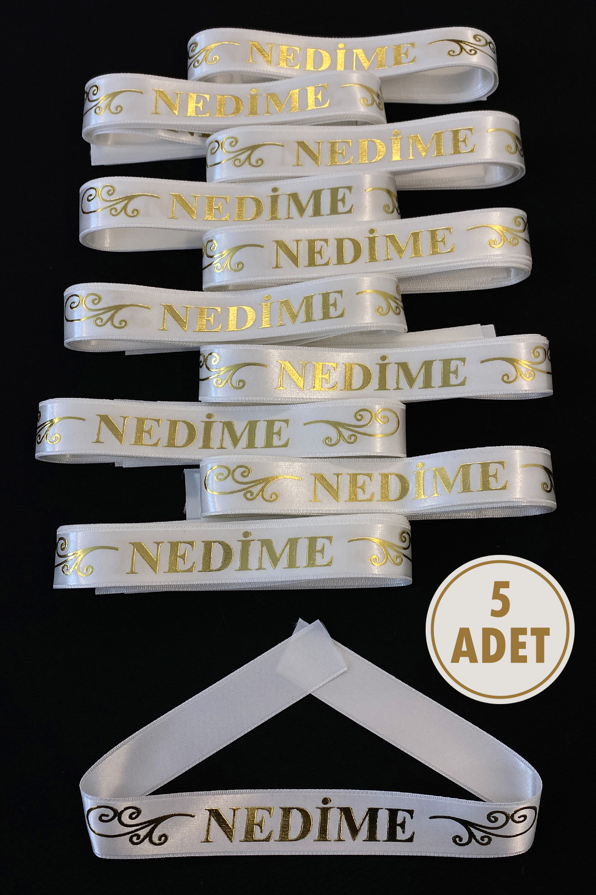 ZEYMERADE Beyaz Nedime Kol Kurdele, 5 Adet Kolluk Bileklik Bant, Kına Gecesi Düğün Bride Bekarlığa Veda Söz