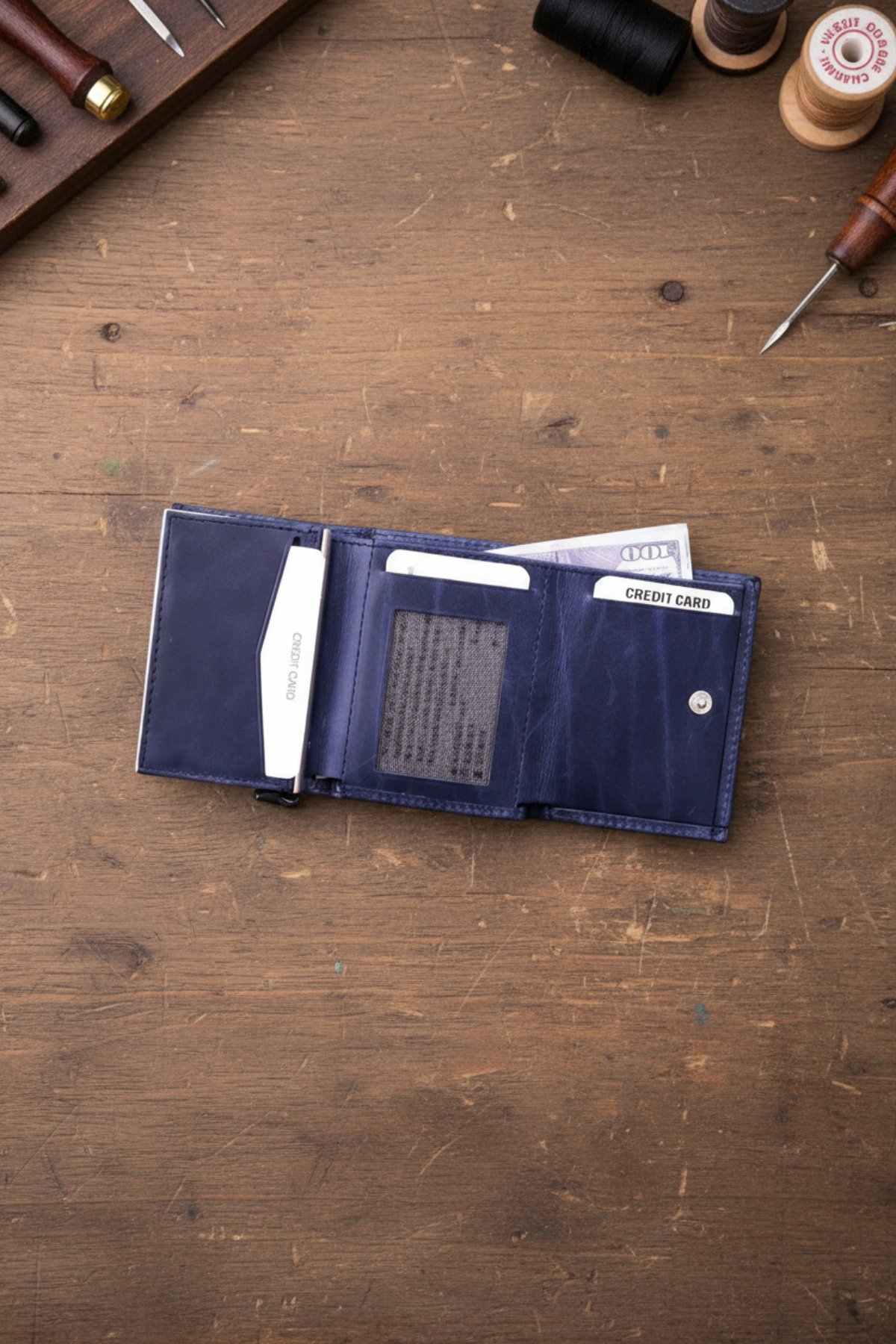 کیف پول مردانه آبی سرمه ای Modica | Pescol اورجینال - تصویر 5