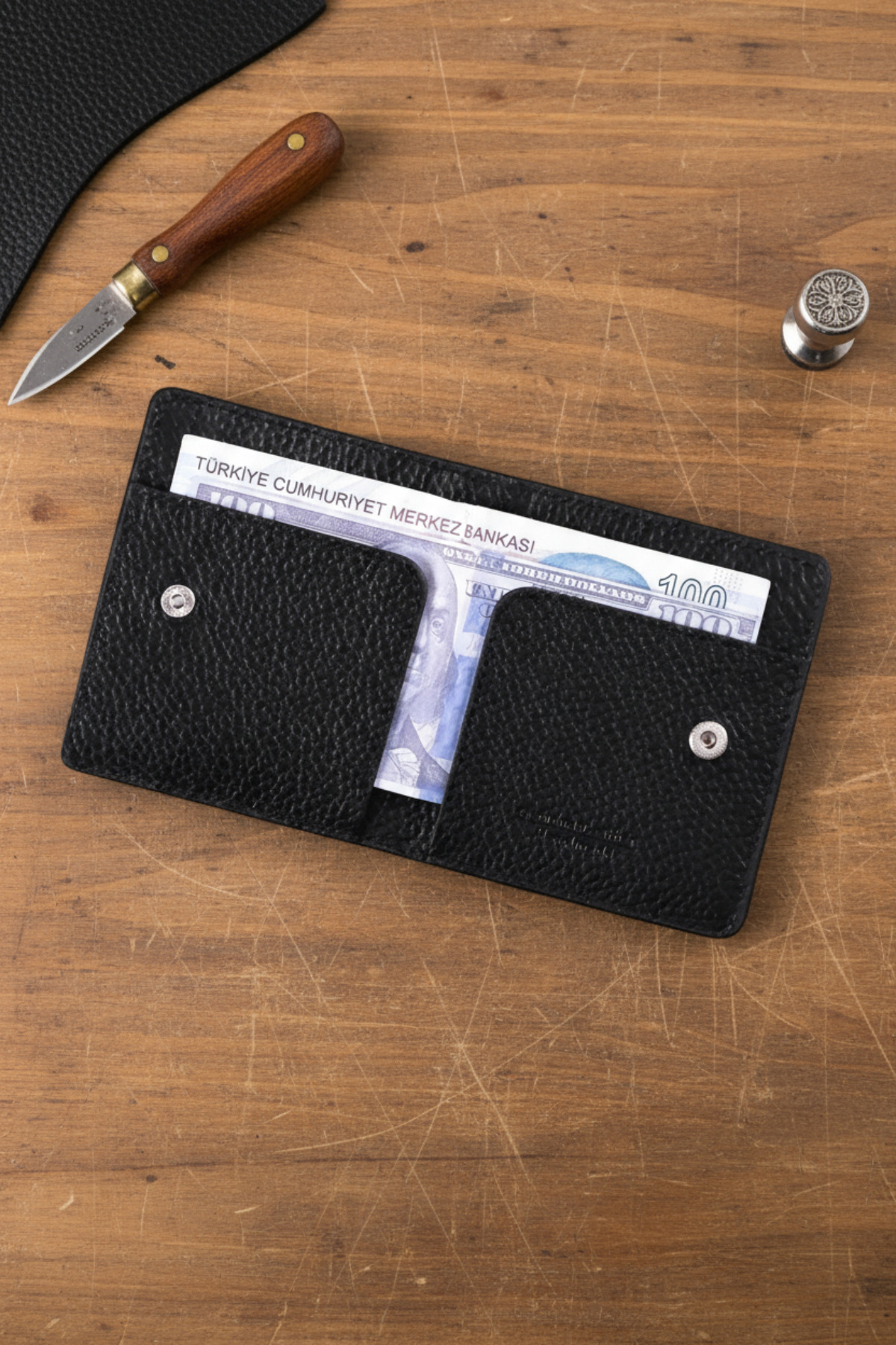 Modica Sazara – Hakiki Deri Süper Ince Minimalist Cüzdan, Modern Tasarım, Slim Kartlık