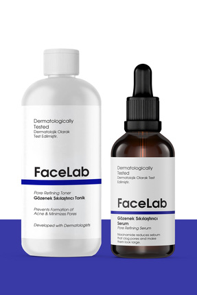 FaceLab Gözenek Sıkılaştırıcı Akne Karşıtı 2’li Set (Tonik + Serum) – Siyah N...
