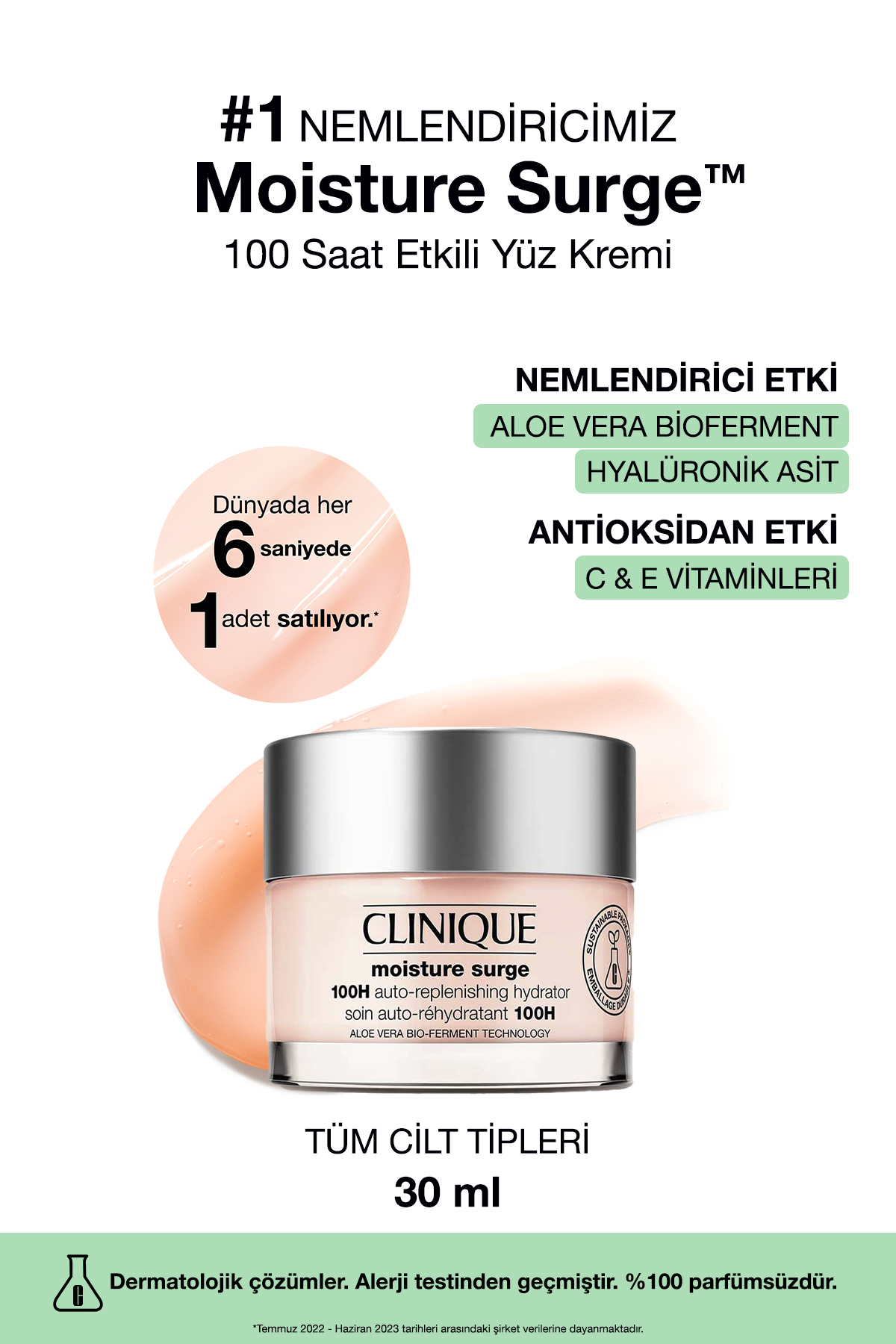 Clinique Moisture Surge 100 Saat Etkili Nemlendirici Yüz Kremi 30 ml
