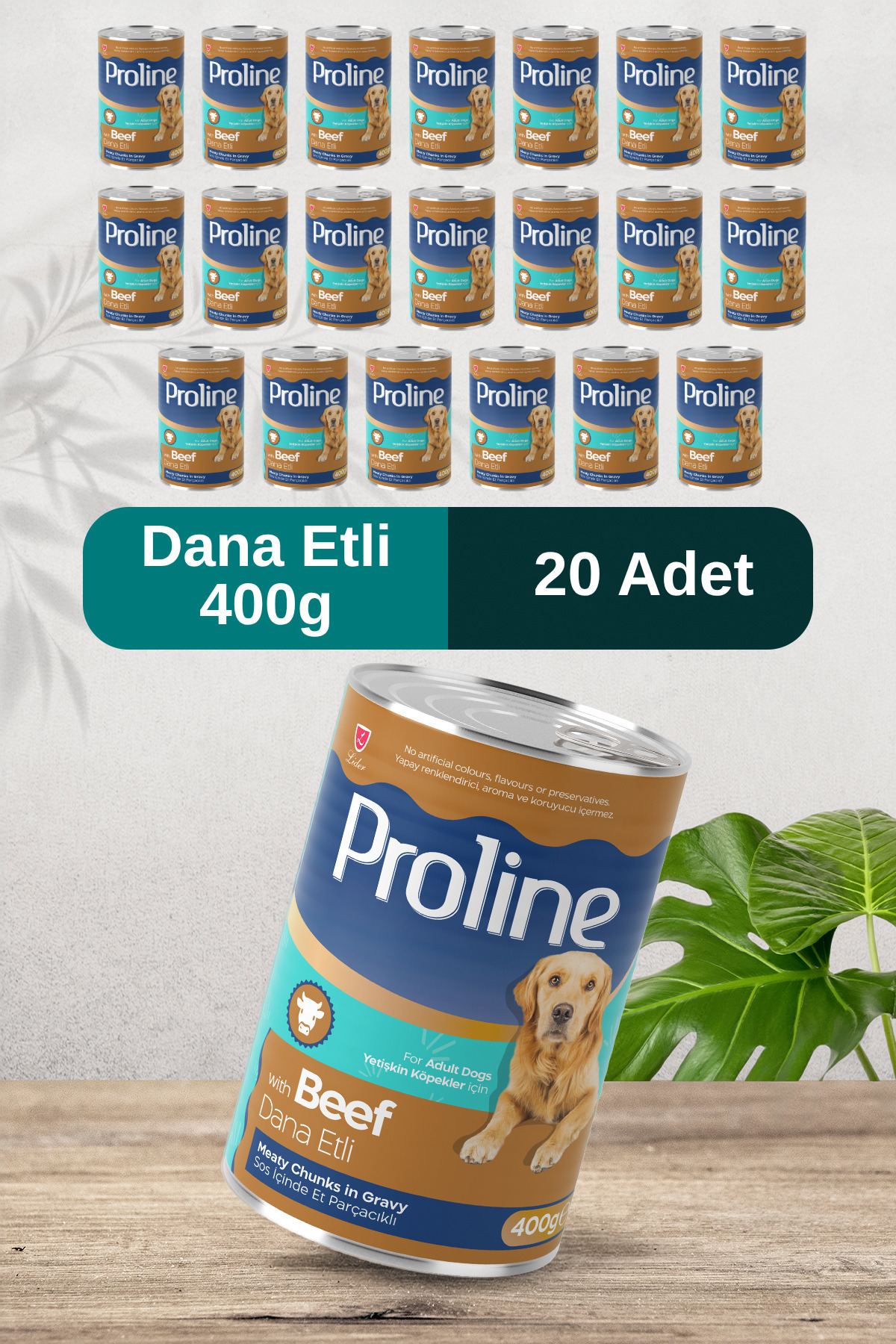 Pro Line Dana Etli Sos İçinde Et Parçacıklı Köpek Konservesi 400g x 20 Adet