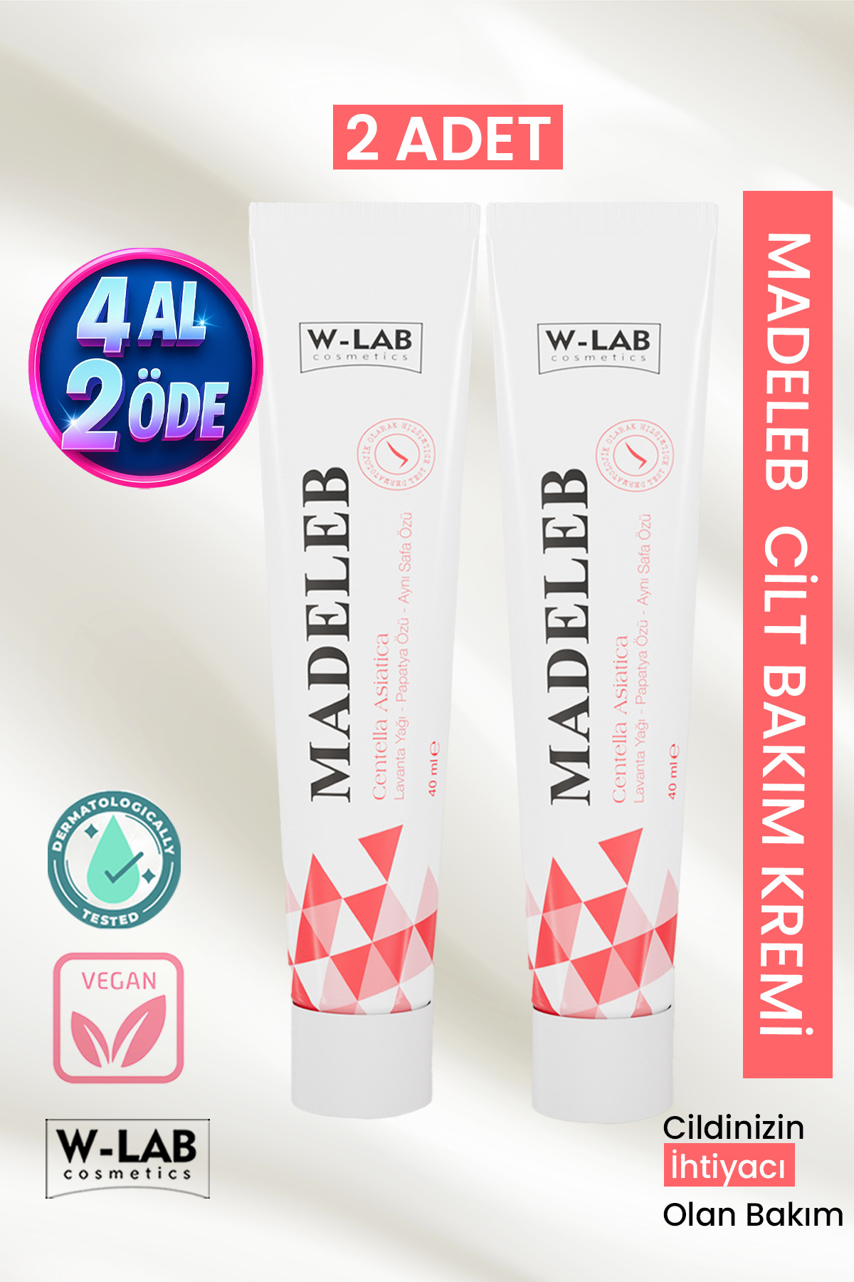 W-Lab Kozmetik Madeleb Cilt Yenileyici Krem 2 li Set