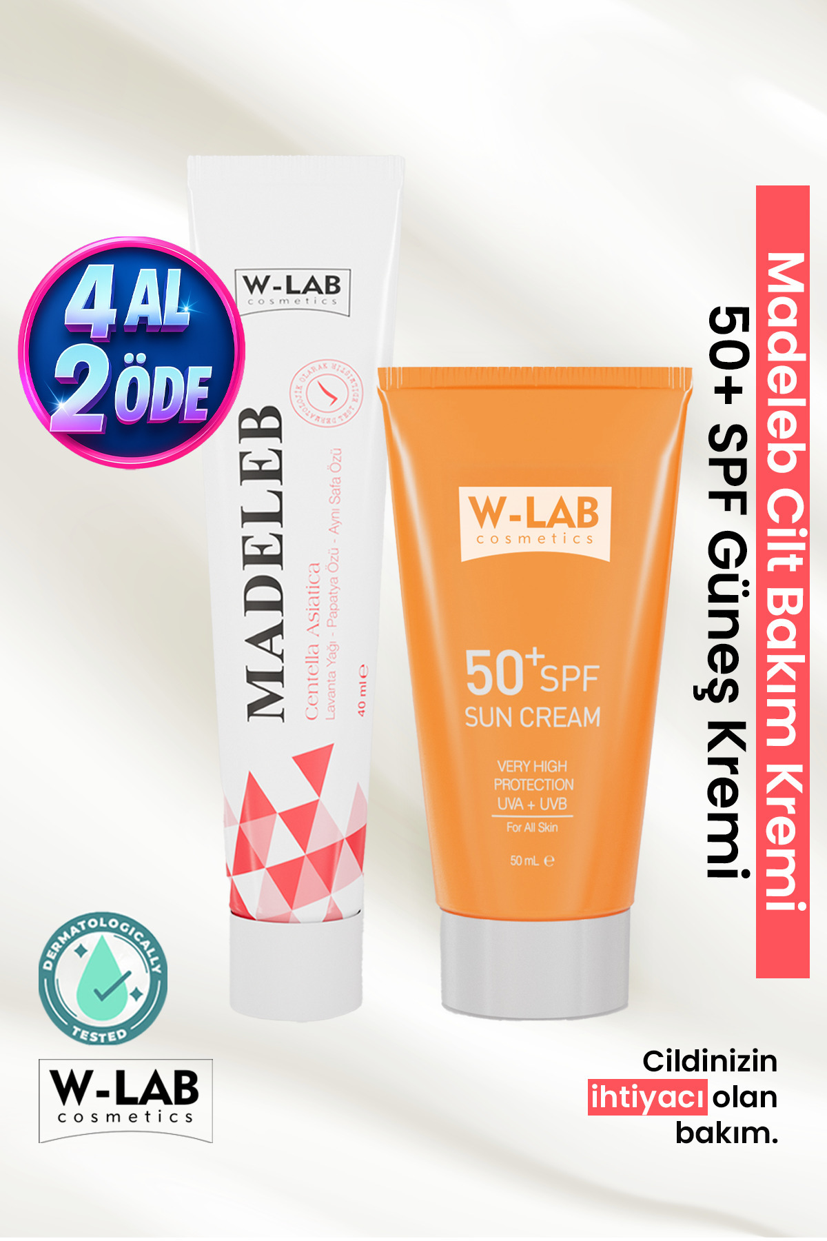 W-Lab Kozmetik Madeleb Krem 40 ml ve W Lab Güneş Koruyucu Krem 50 ml Set