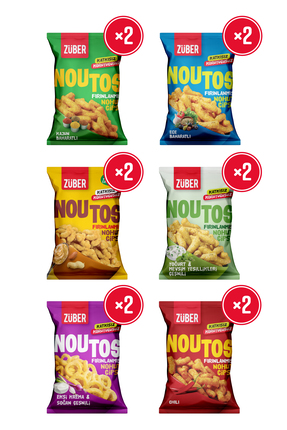 Züber Noutos Karma Paket 55g x 12 Adet (Kajun, Ege, %100 Yer Fıstığı, Yoğurt,...