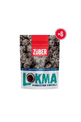 Züber Lokma Hindistan Cevizi Kaplı Kakaolu Fındık Ezmeli Meyve Topu 96g X 6 P...